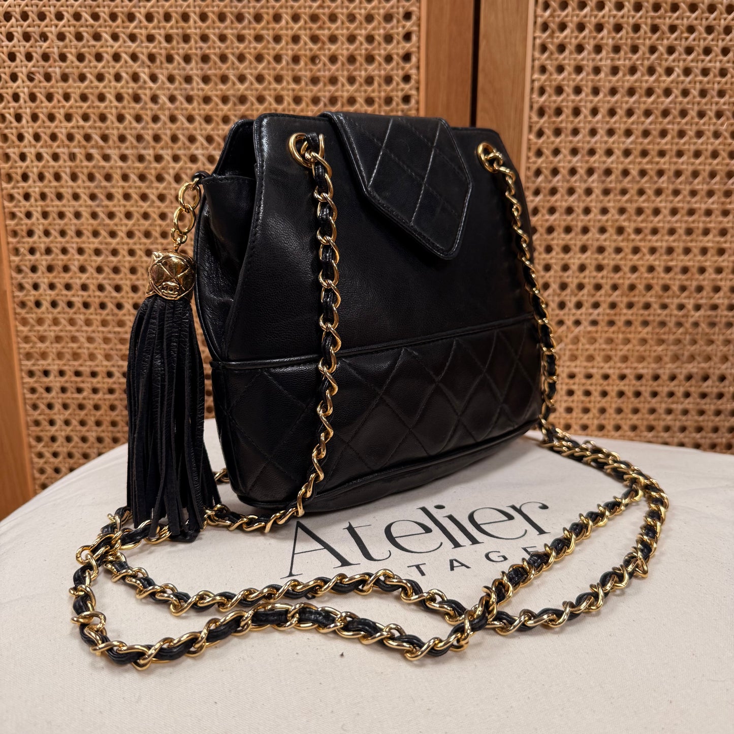 Chanel 1989 Black Camera Style Envelope Mini Tote