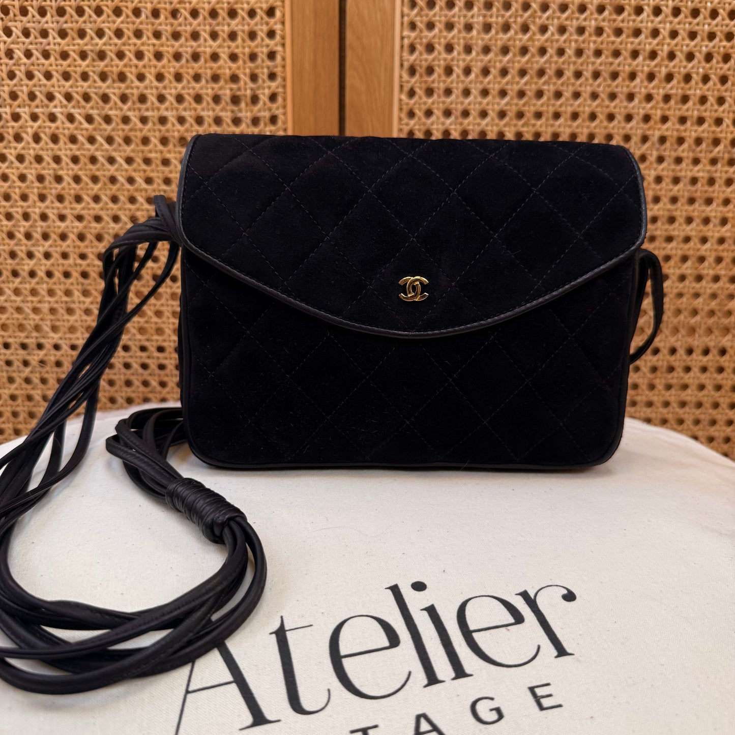 Chanel 1986 Suede & Multi-strand Leather Shoulder Bag
