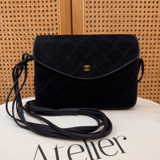 Chanel 1986 Suede & Multi-strand Leather Shoulder Bag
