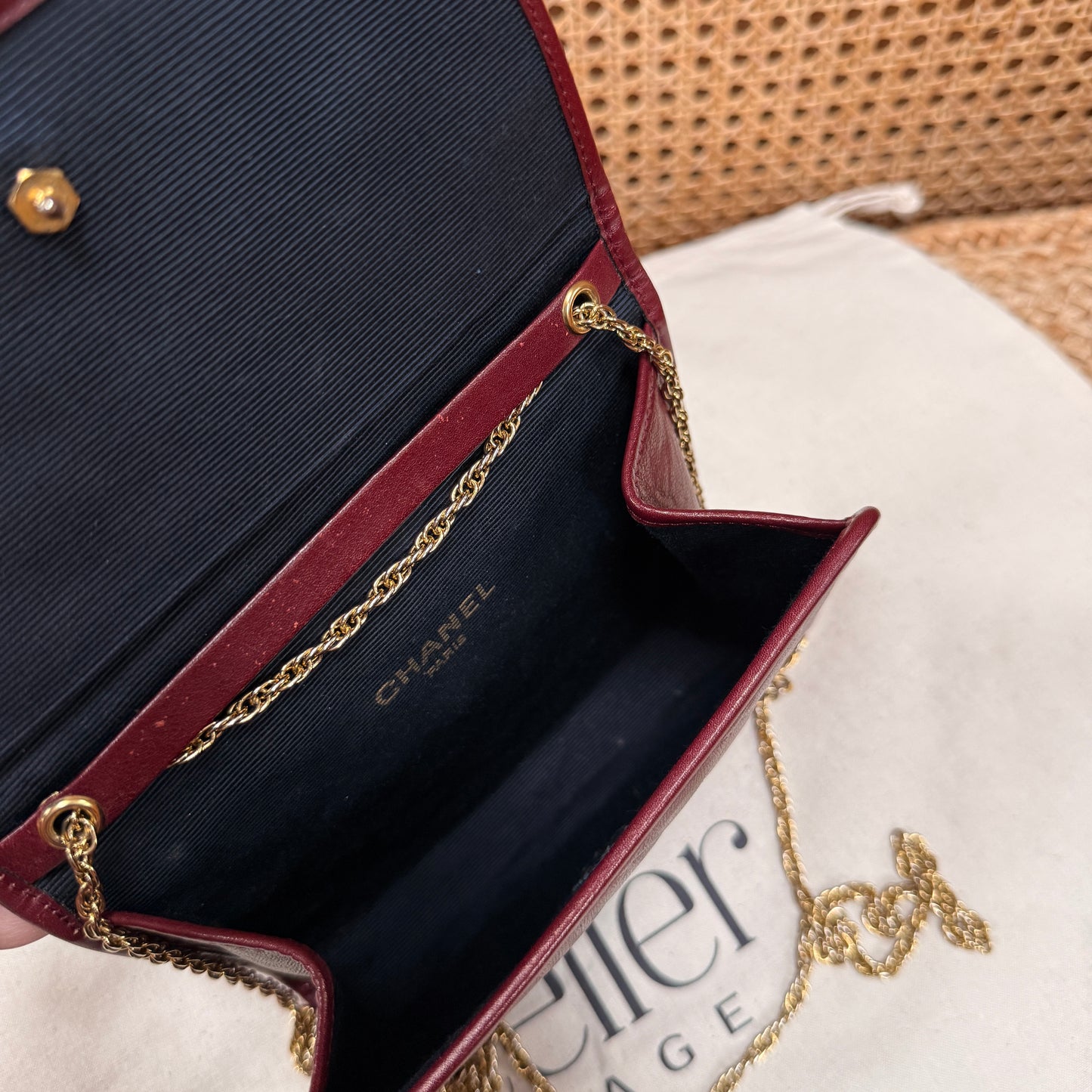 Chanel Early 1980s Rare Bordeaux Lambskin Leather Single flap Cross Body