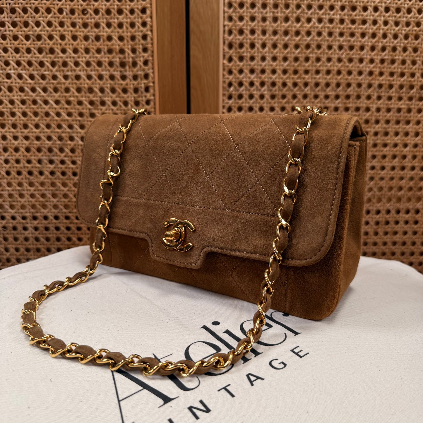Chanel 1989 Super Rare Tan Suede Single Flap