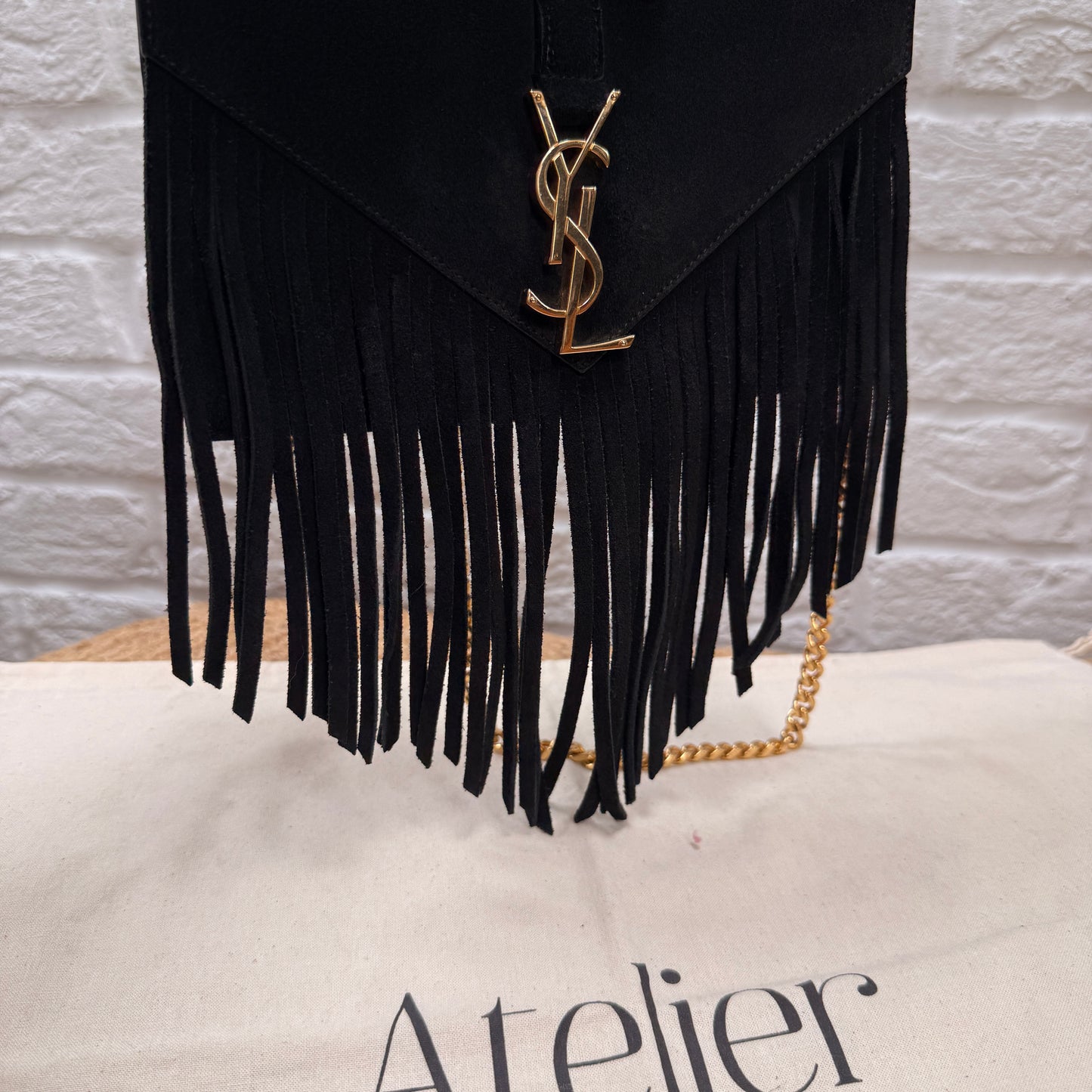 Saint Laurent Rare 2015 Envelope Suede Fringe