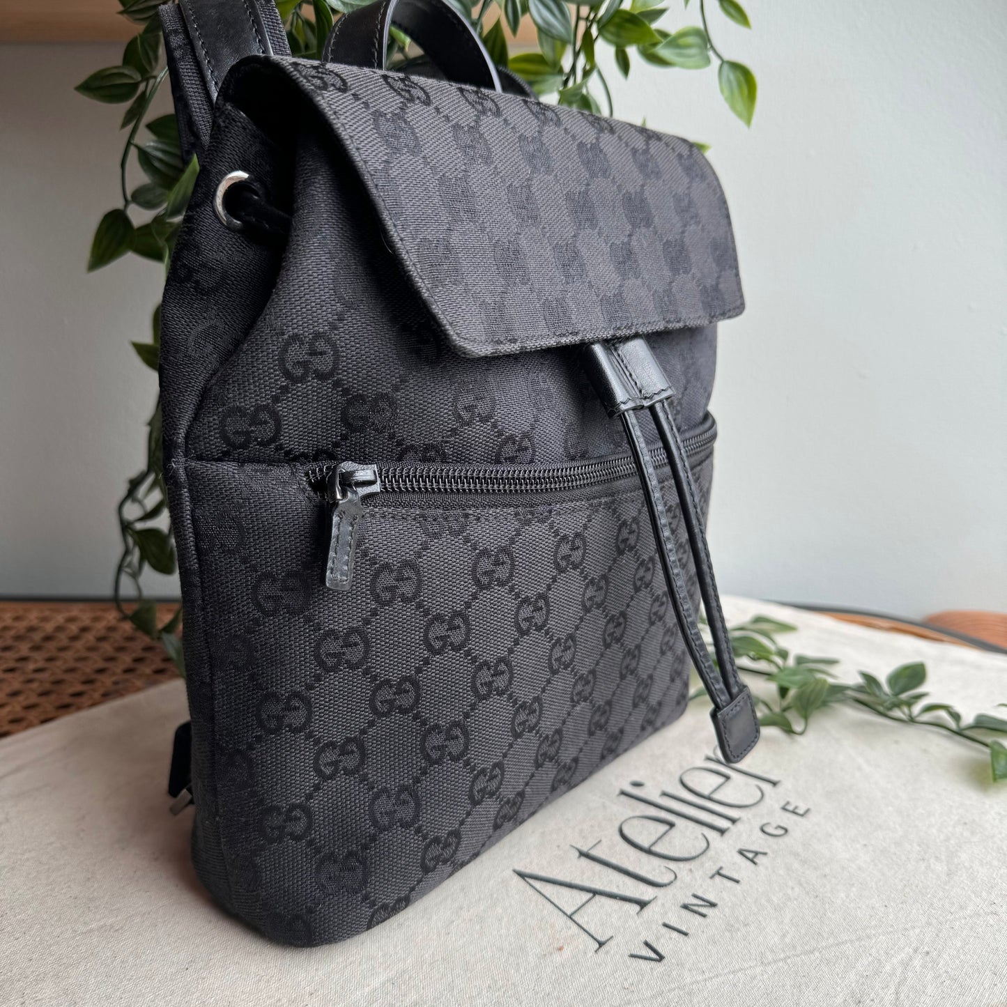 Gucci 2000s GG Canvas & Leather Top Handle Back Pack