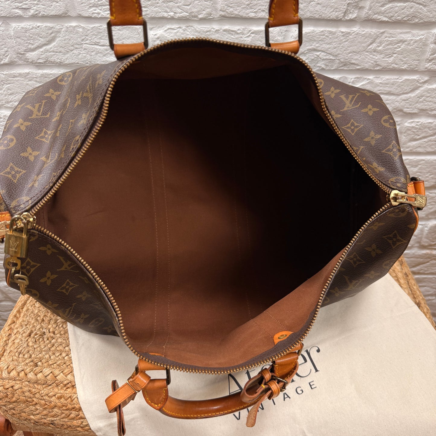 Louis Vuitton 1990 Keepall Bandoulier 50 with luggage tag, padlock, keys & handle strap