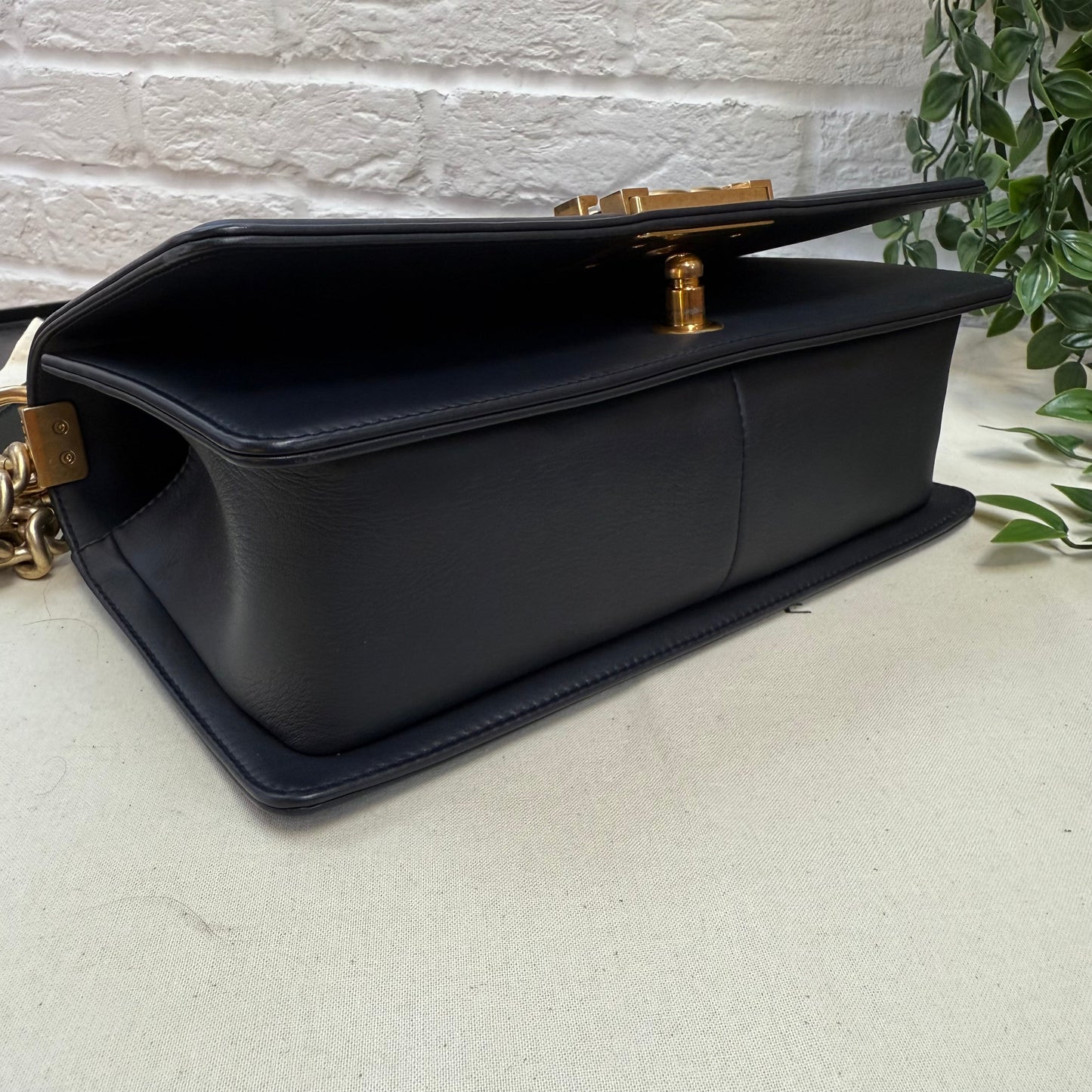 Chanel 2016 Rare Navy Le Boy Caviar & Calf Skin Chevron Old Medium