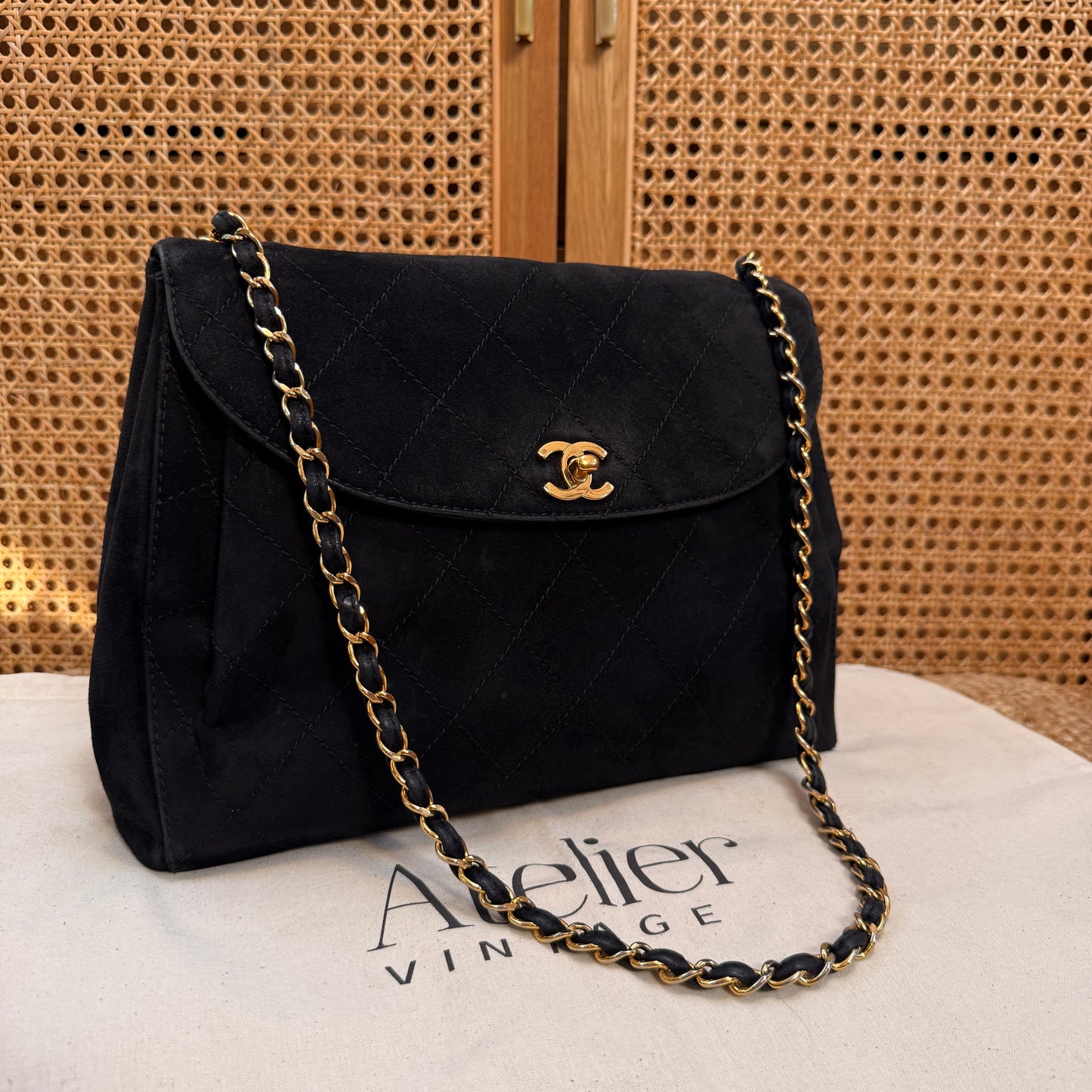 Chanel Rare 1997 Large Suede Single Flap