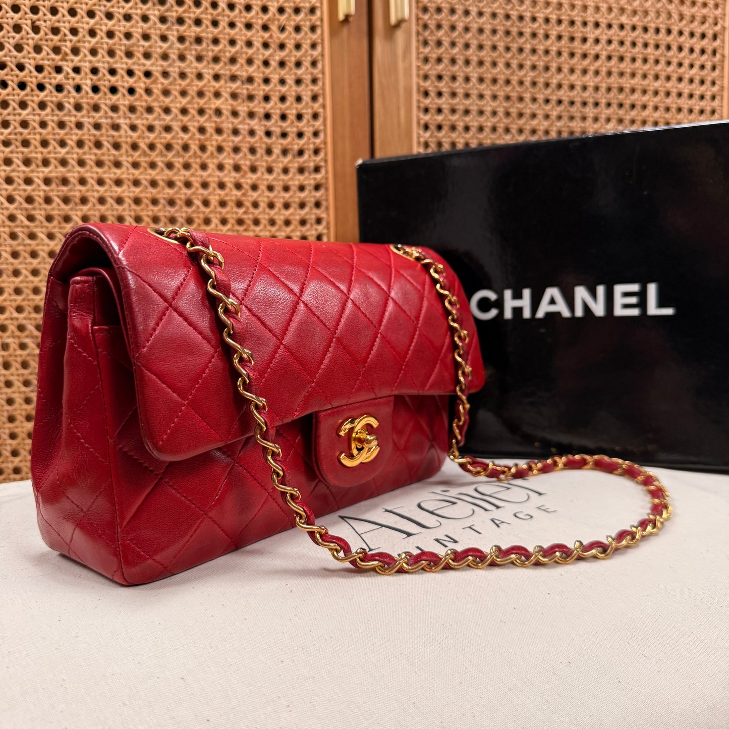Chanel 1989 Red Classic Double Flap Small