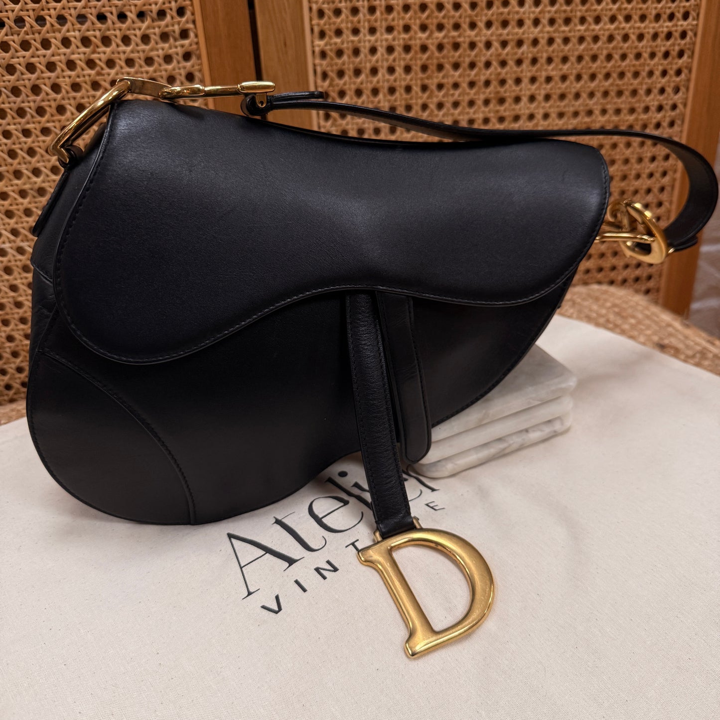 Dior 2018 Saddle Bag in Black Leather