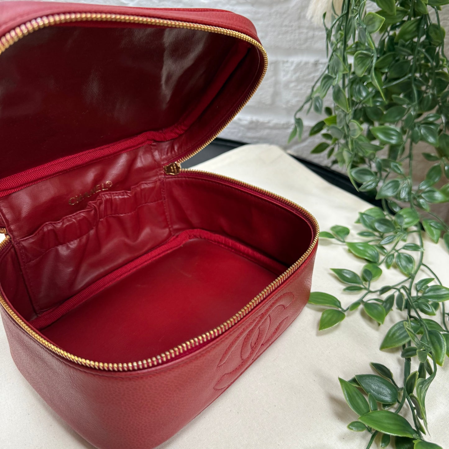 Chanel 1993 Red Caviar Top Handle Vanity