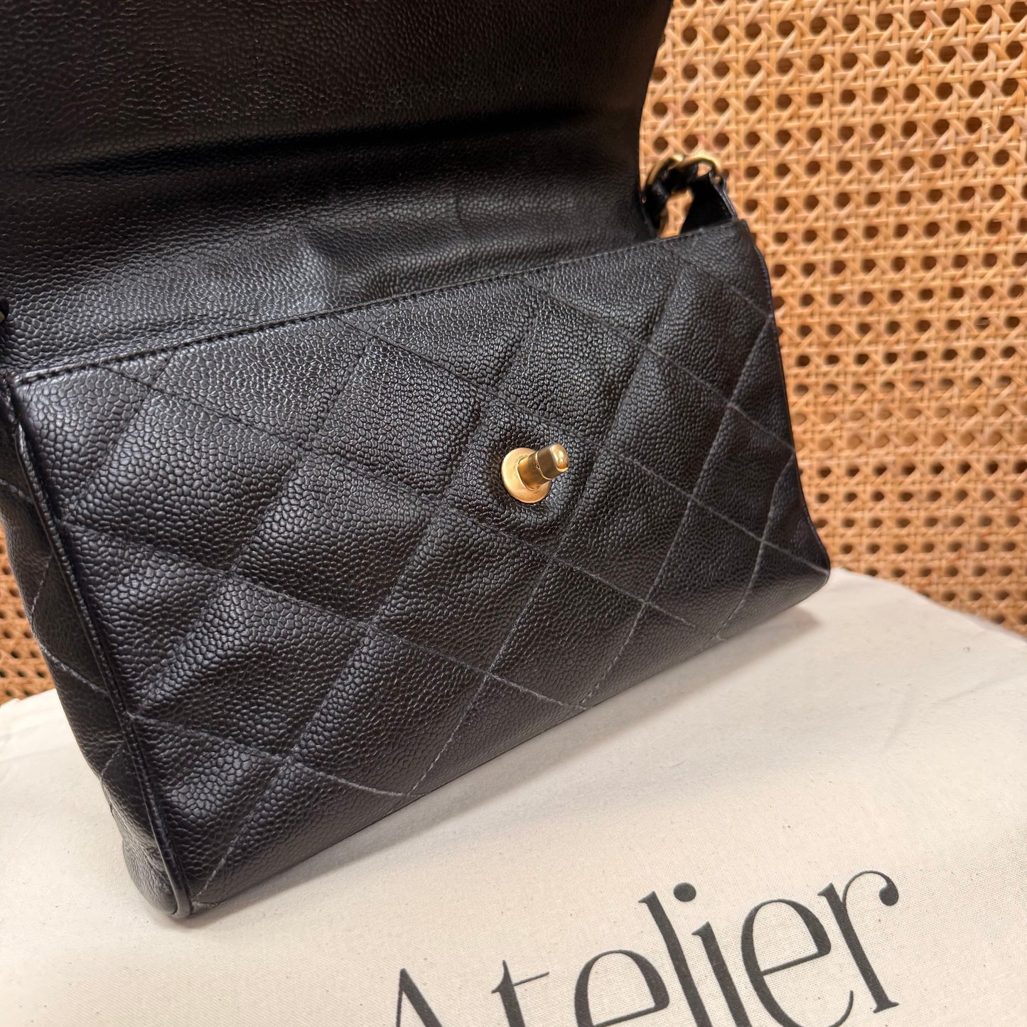 Chanel 2000 Rare Diamond Quilted Caviar Shoulder Bag