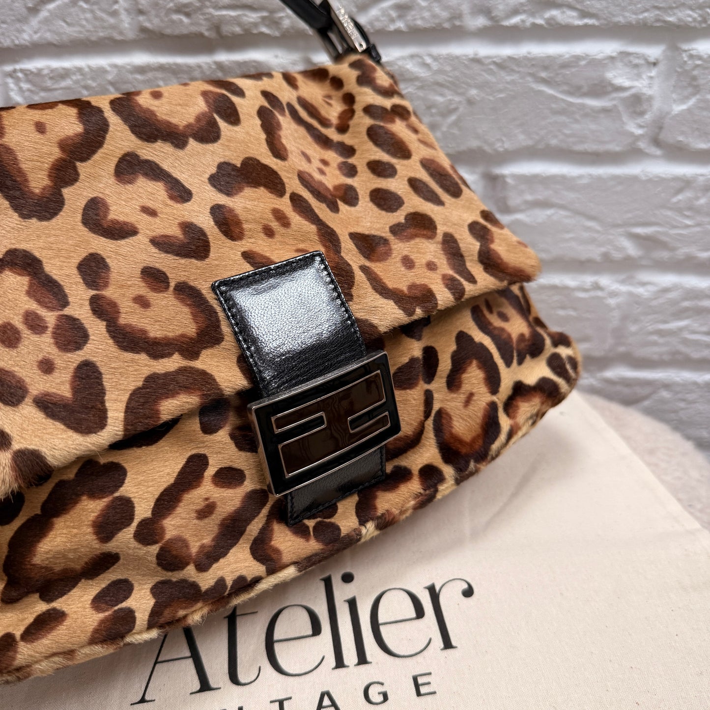 Fendi 1990s Original Fendi Mamma Baguette In Leopard Print Pony Hair