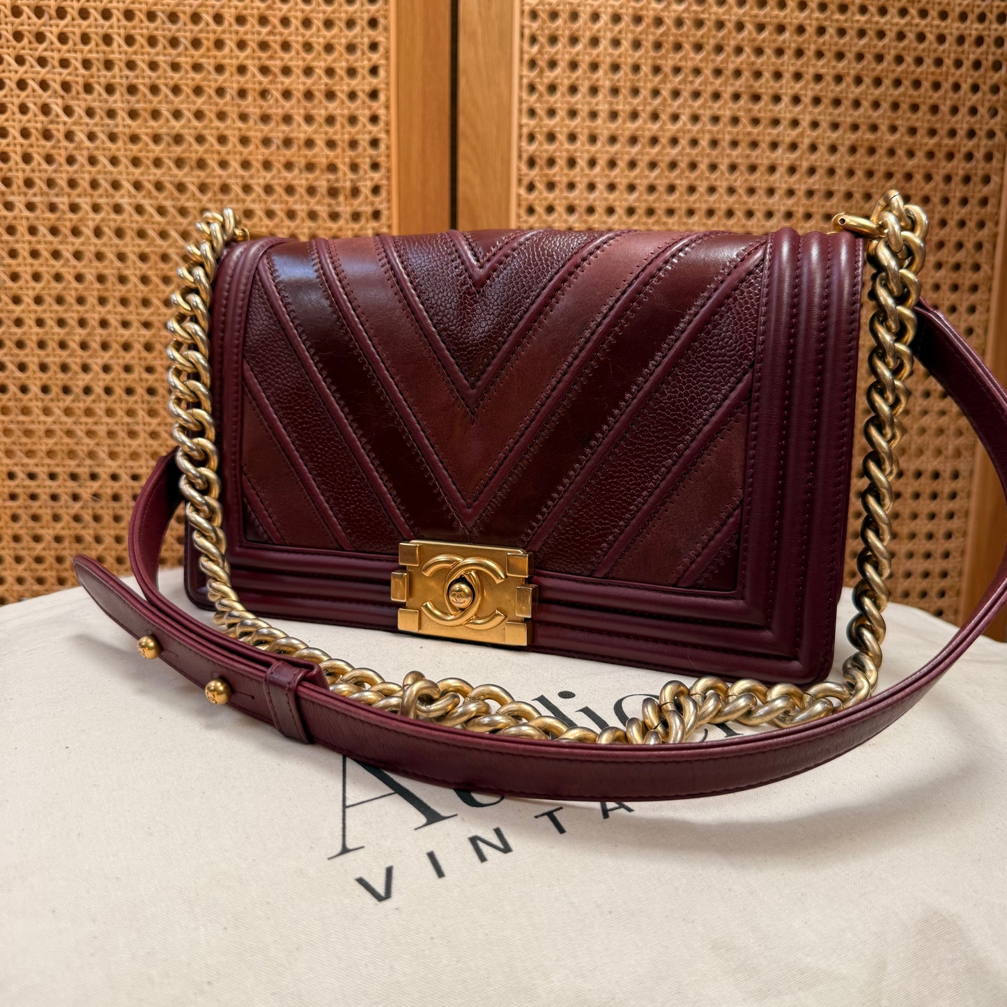 Chanel Rare 2016 Bordeaux Le Boy in Caviar mix