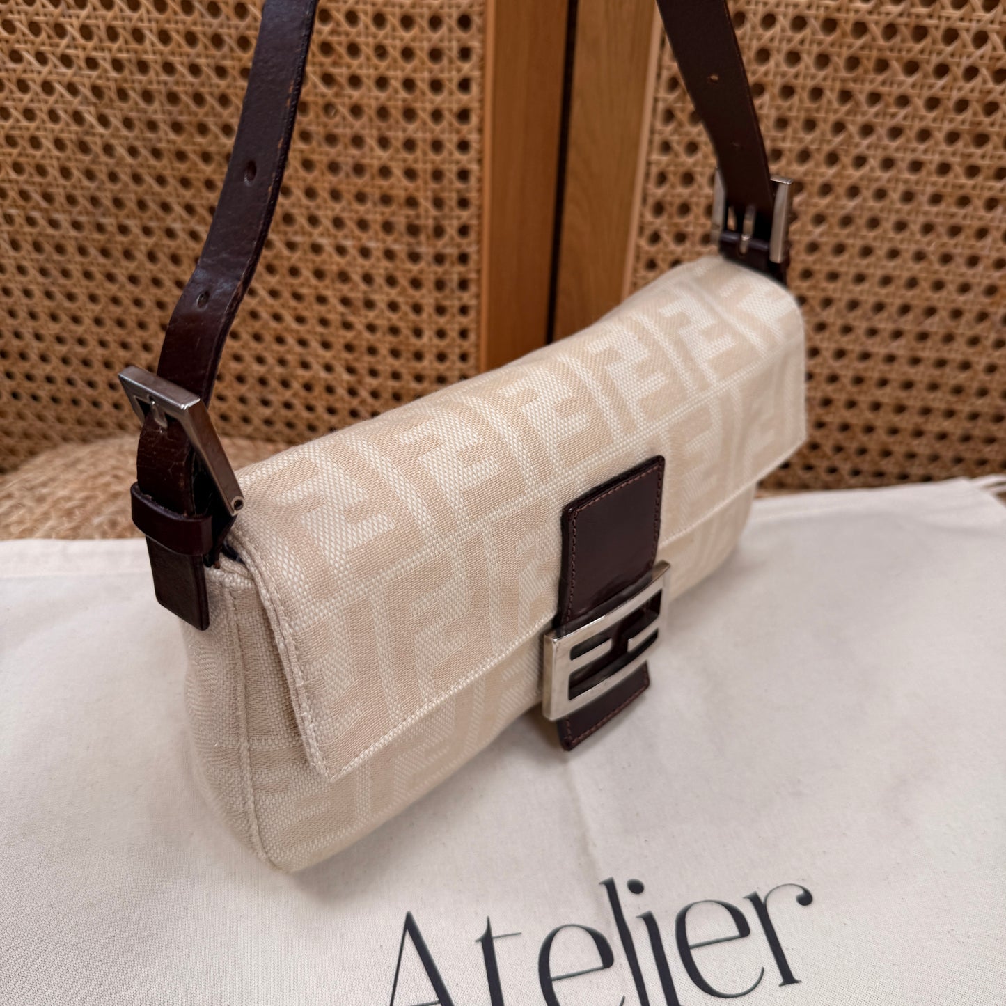 Fendi 1990s Original Baguette in Beige Canvas