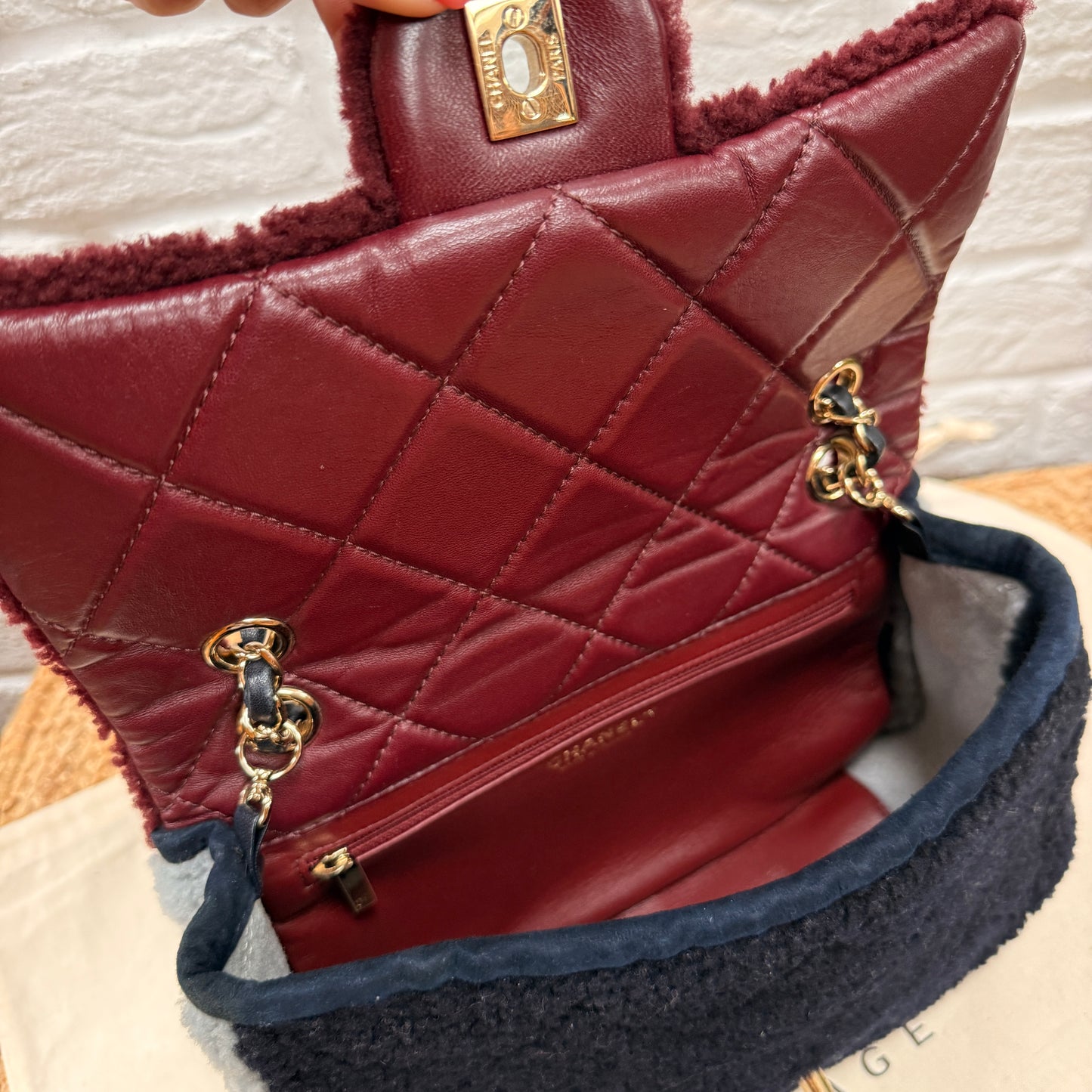 Chanel 2019 Shearling Tri Color Single Flap