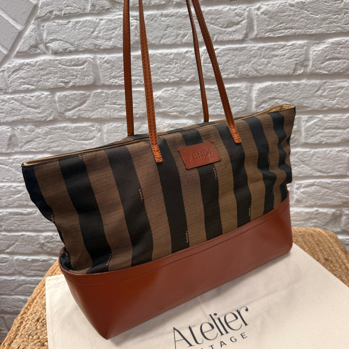 Fendi 1990s Pequin Tote