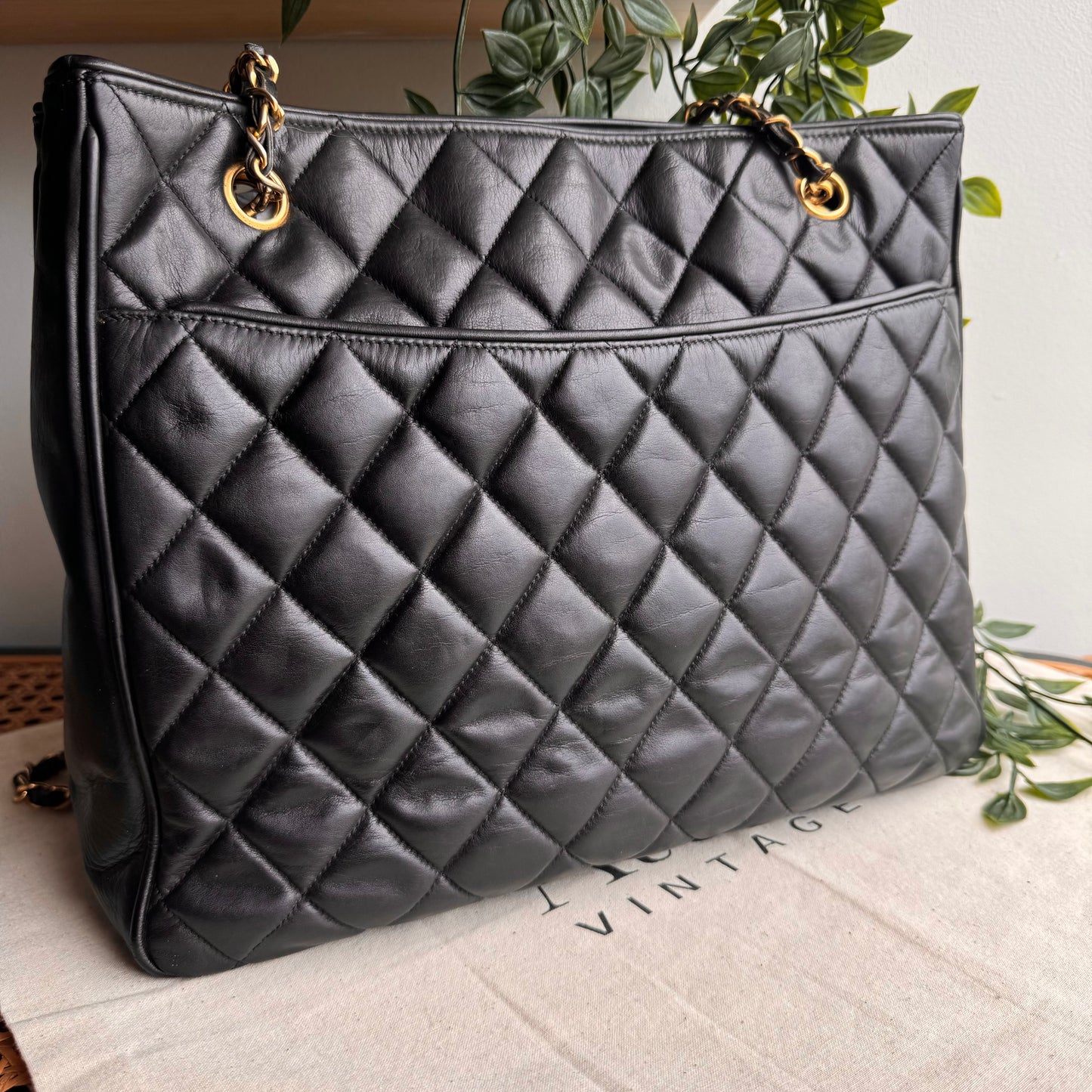Chanel 1986 Quilted Lambskin CC Charm Tote