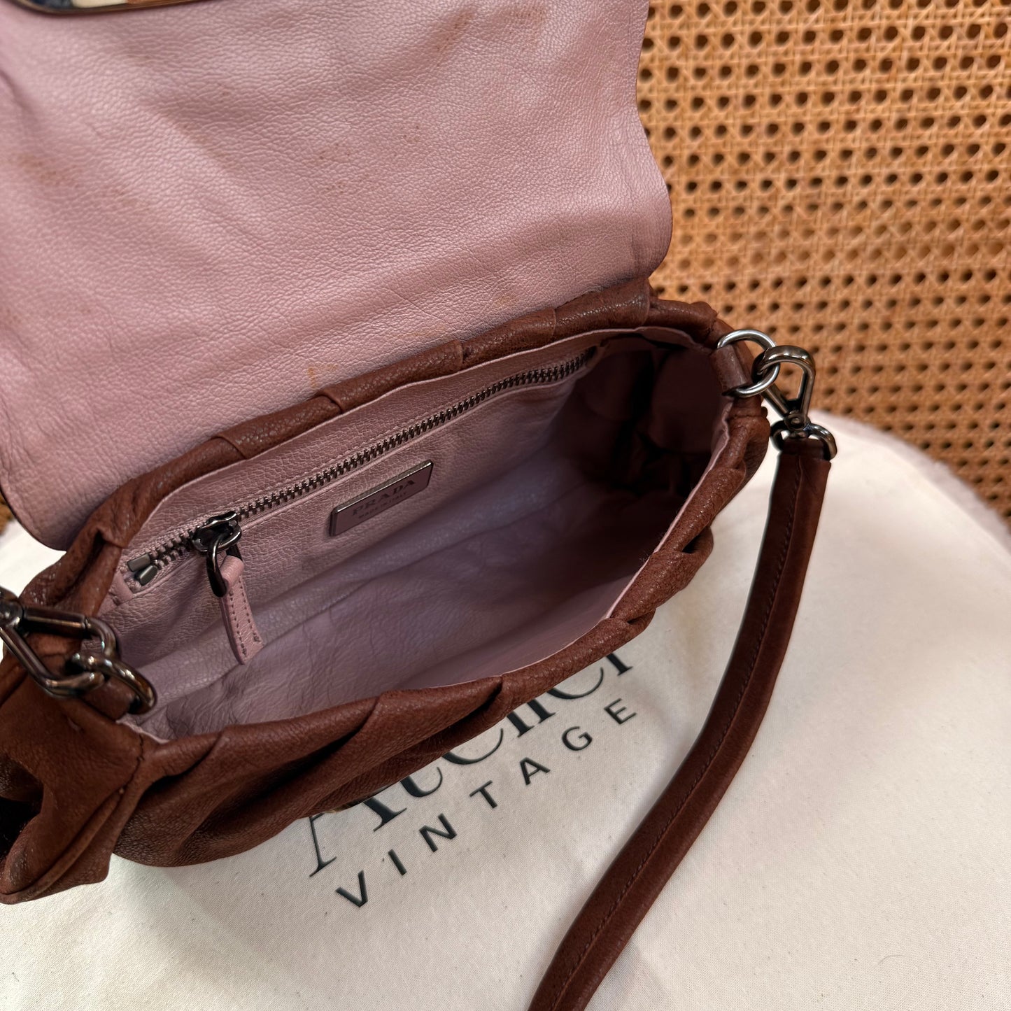 Prada 2002 Brown & Embellished Jewel Two Way Shoulder Bag