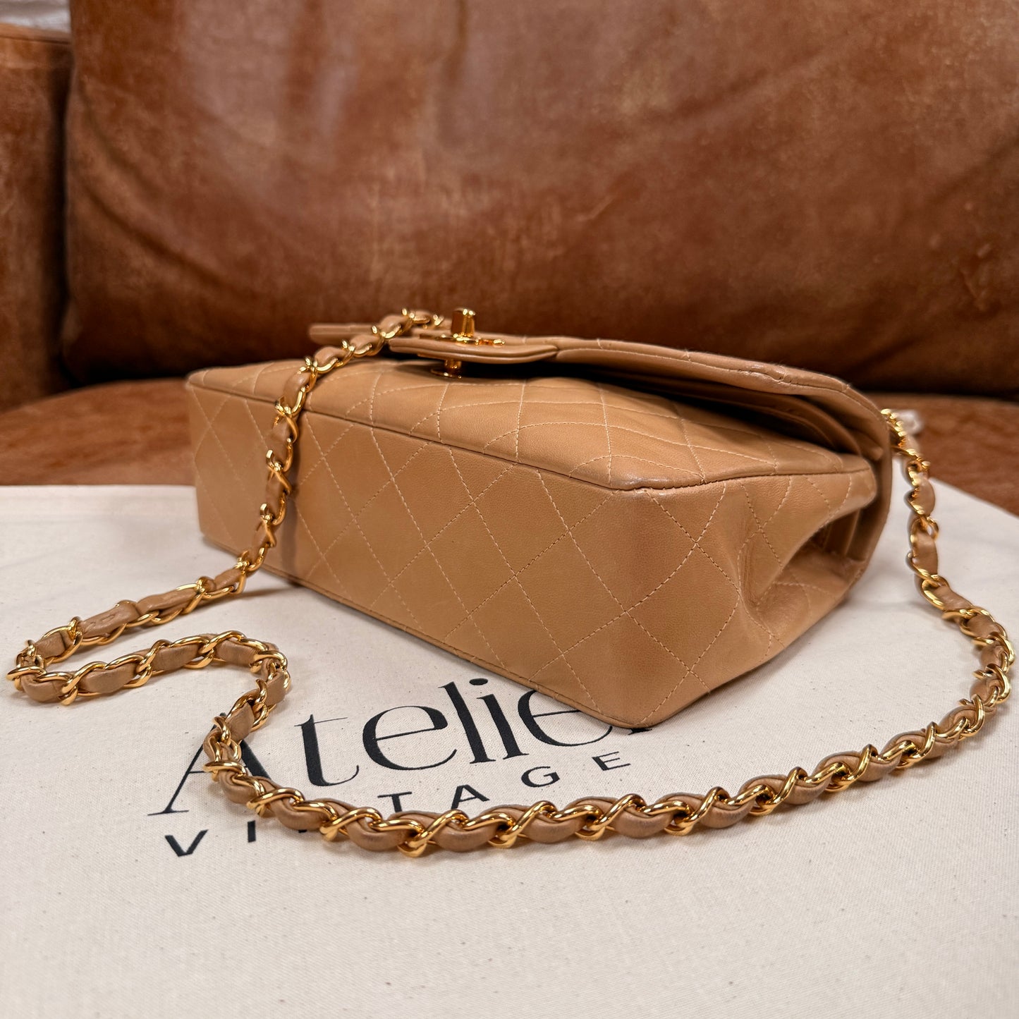 Chanel 1997 Rare Dark Beige Classic Double Flap Small