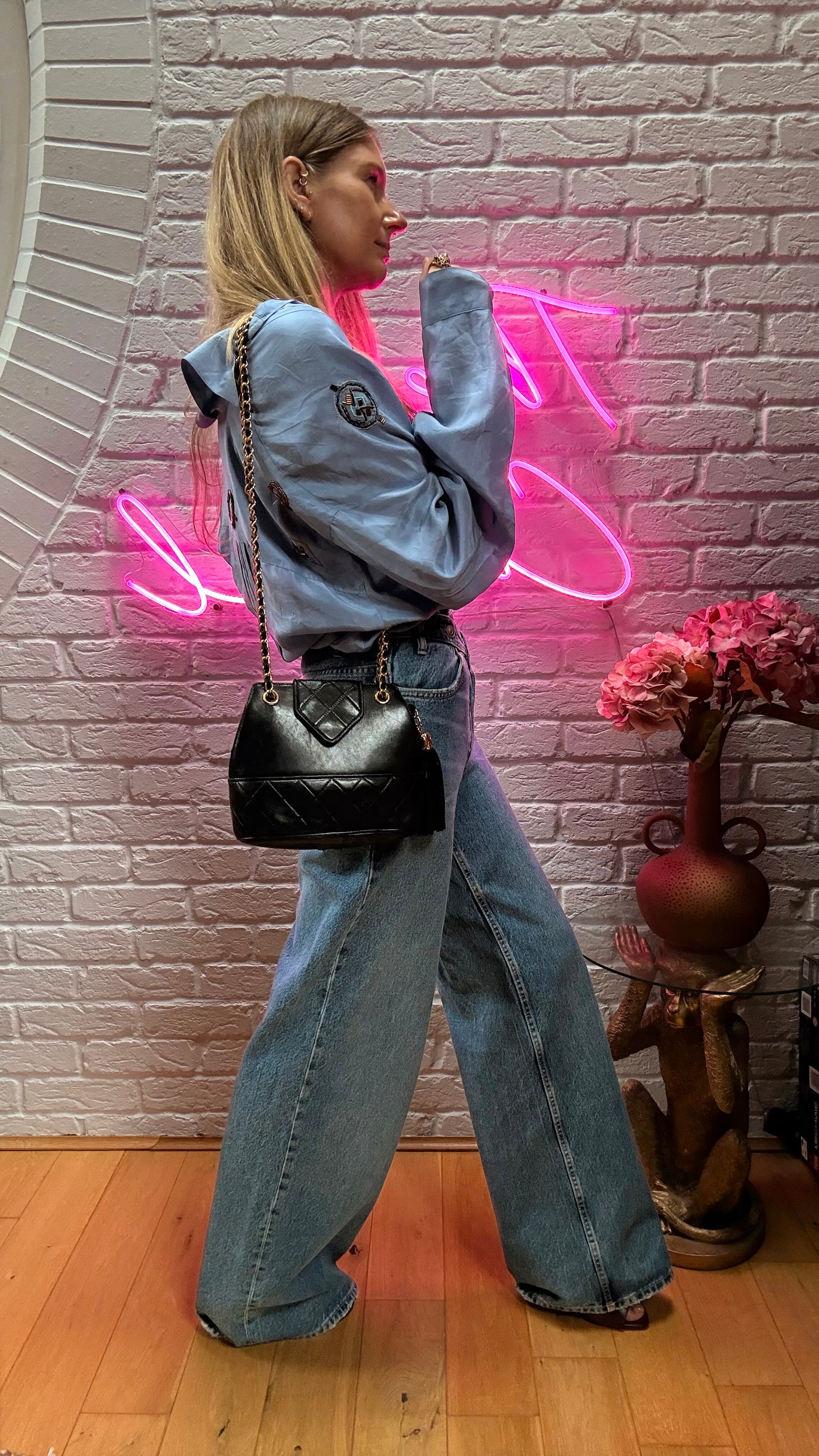 Chanel 1989 Black Camera Style Envelope Mini Tote