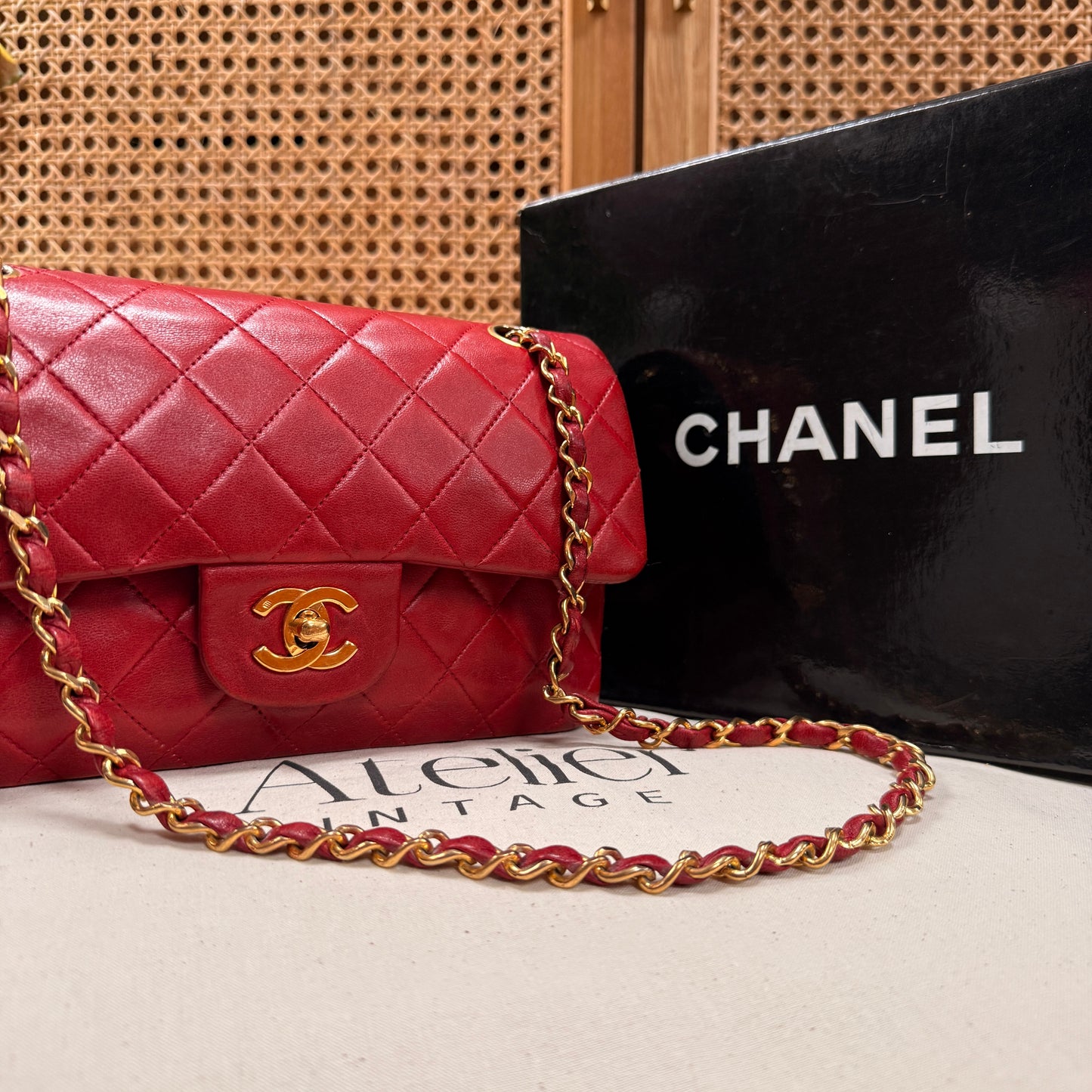 Chanel 1989 Red Classic Double Flap Small