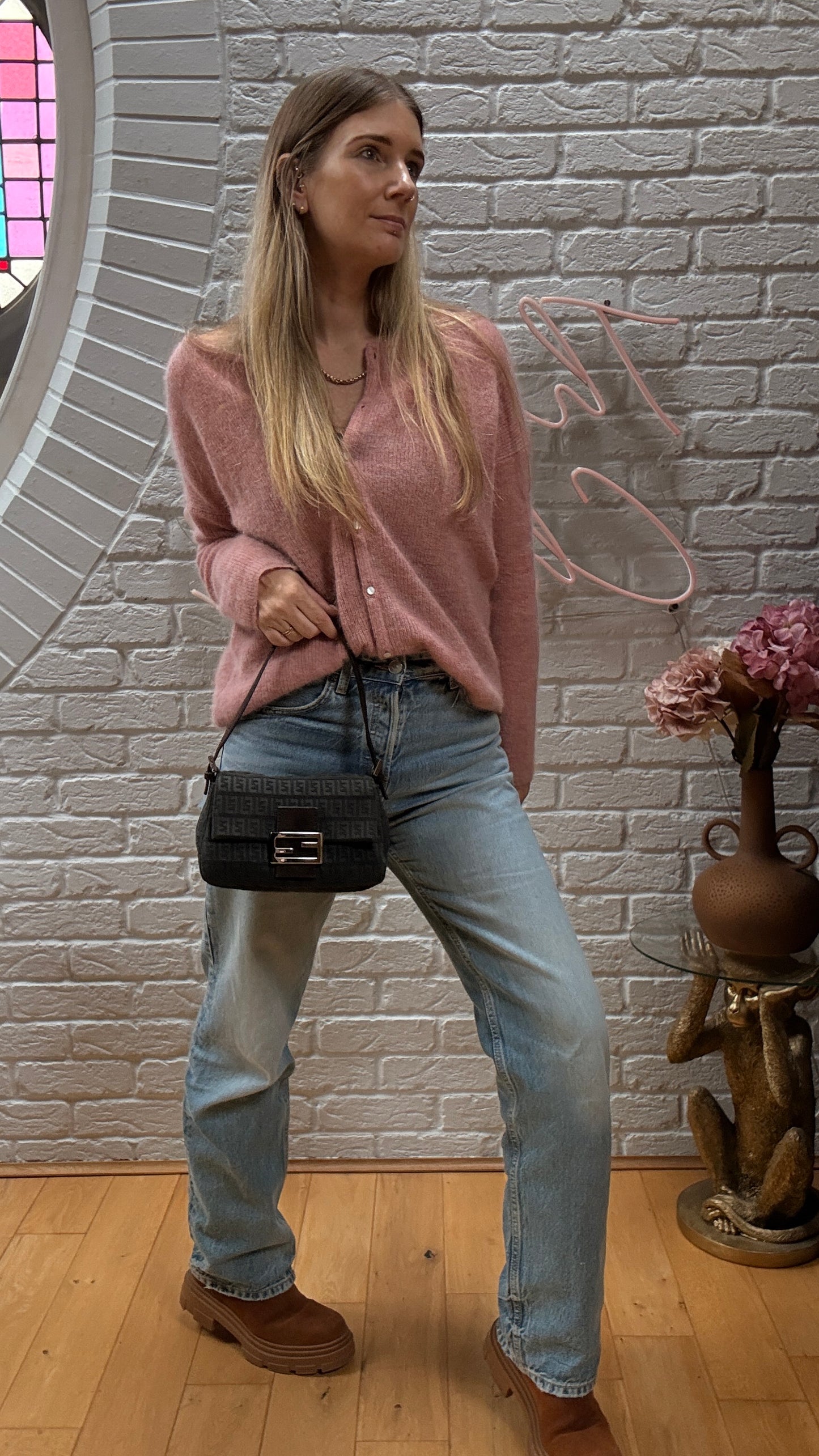 Fendi 1990s Rare Fendi Mini Mamma Baguette in grey & Brown suede