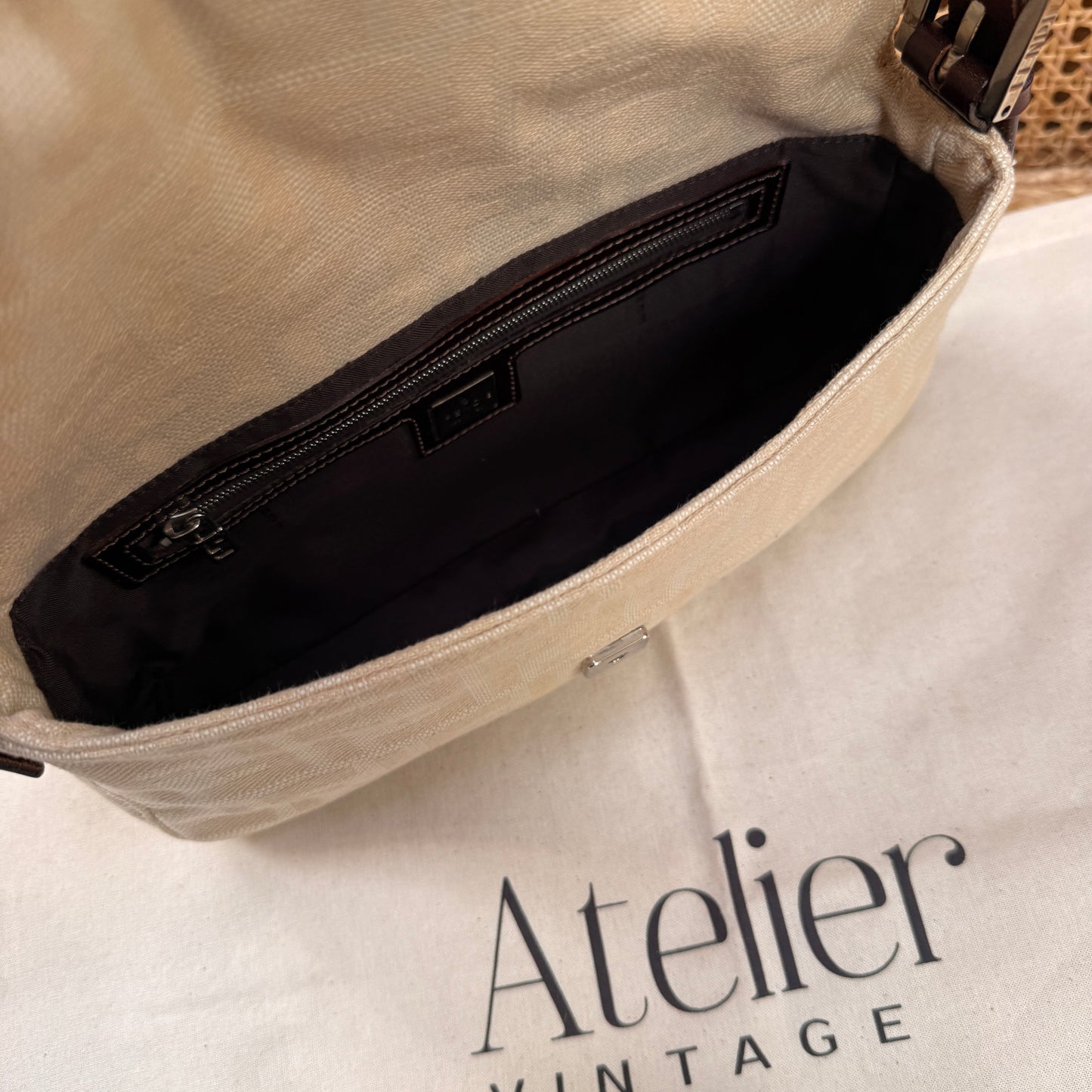 Fendi 1990s Original Baguette in Beige Canvas