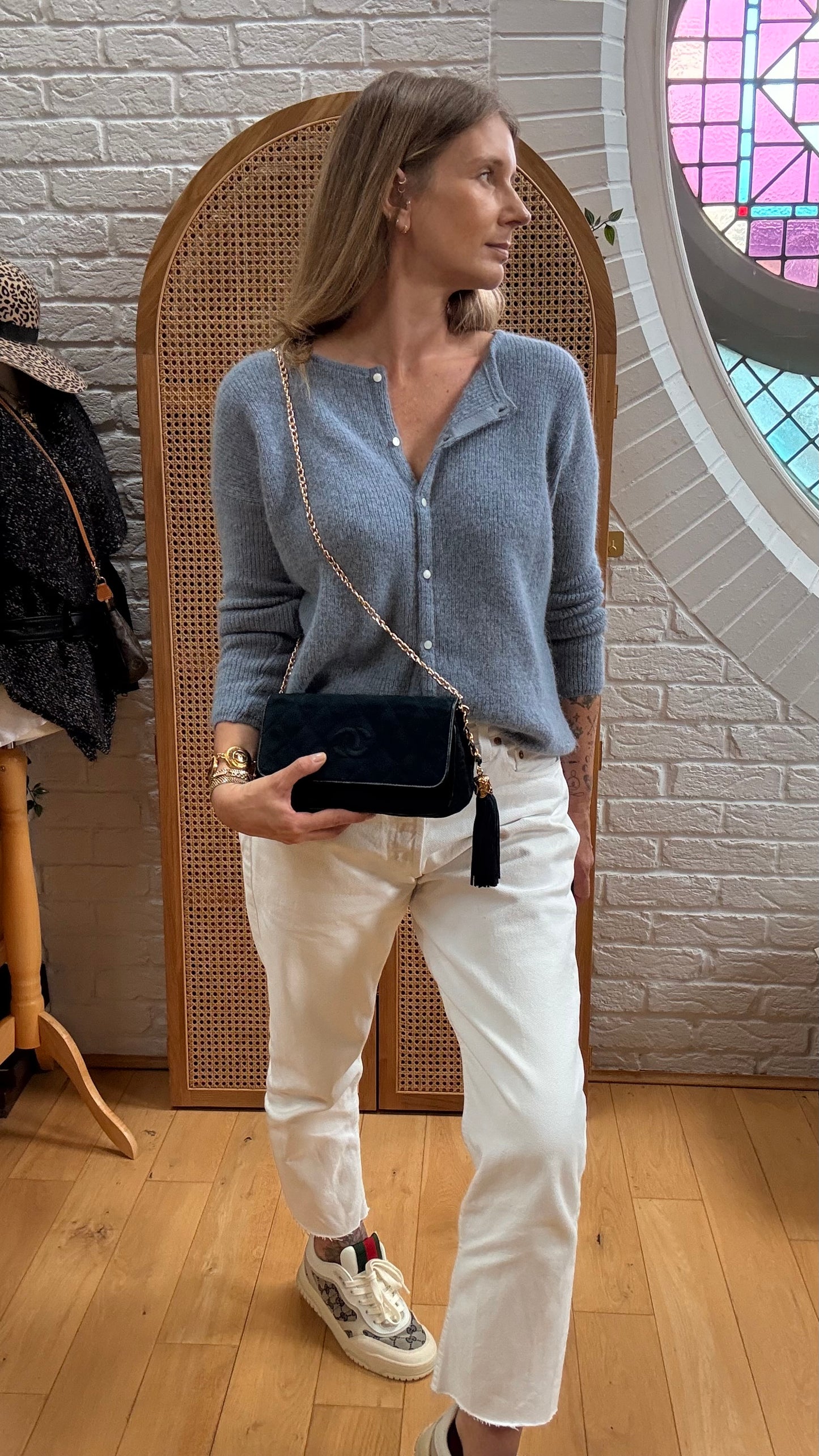 Chanel Rare 1989 Teal Suede CC Quilted Clutch
