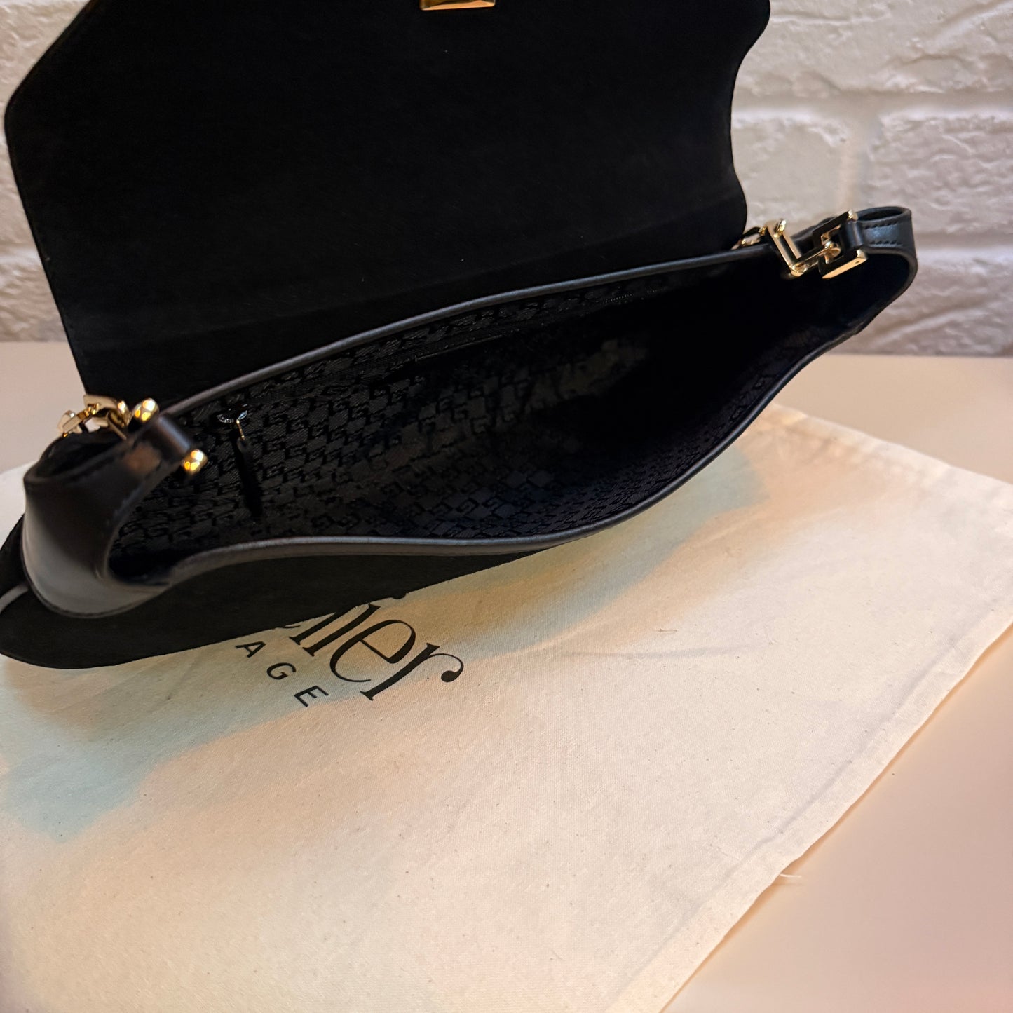 Gucci 1990s Gucci X Tom Ford Black Suede Tigers Head Cross Body