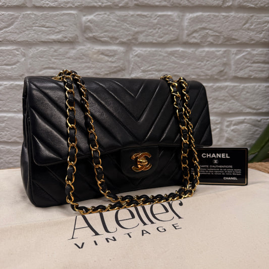 Chanel 1991 Rare & Limited Edition Chevron Classic double flap medium