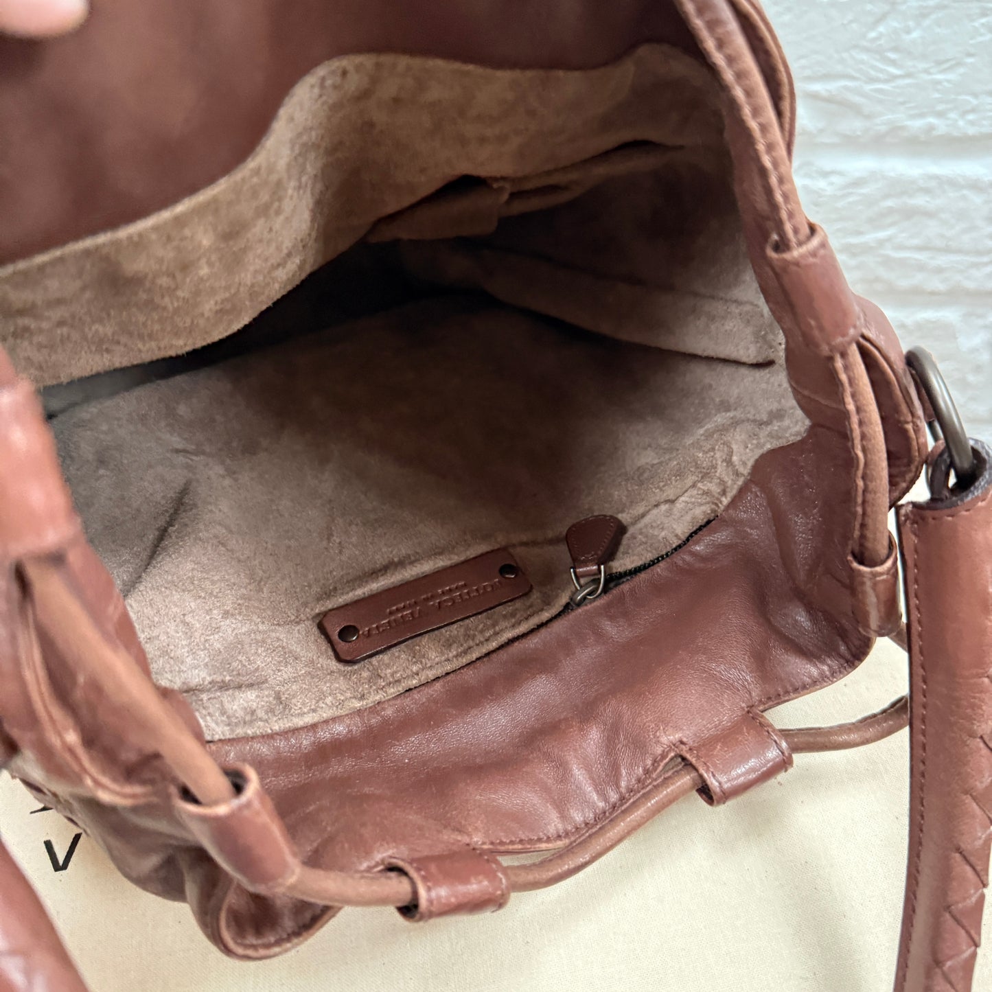 Bottega Veneta 1990s Bottega Veneta Tan Woven Leather Bucket Bag