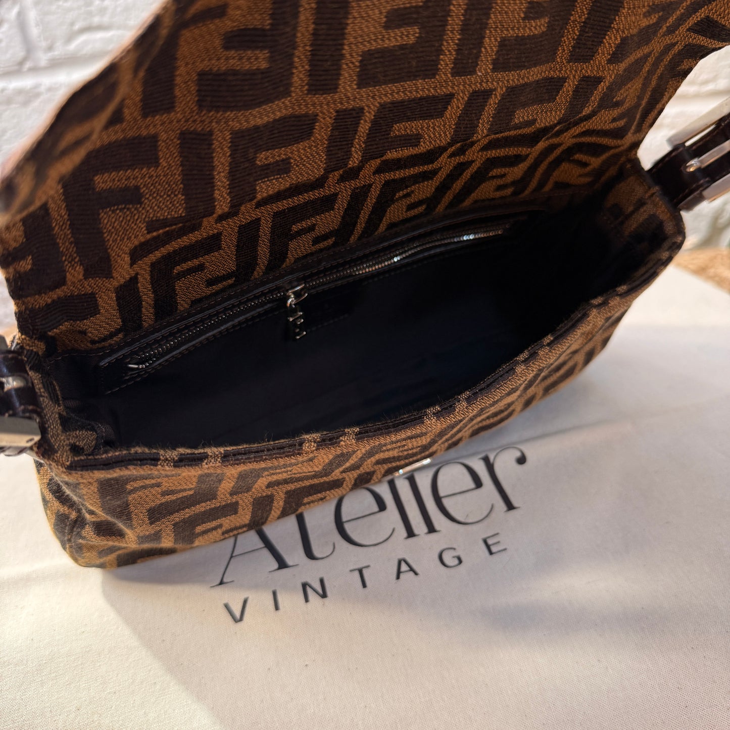 Fendi 1990s Original Baguette in Brown Zucca Print Canvas