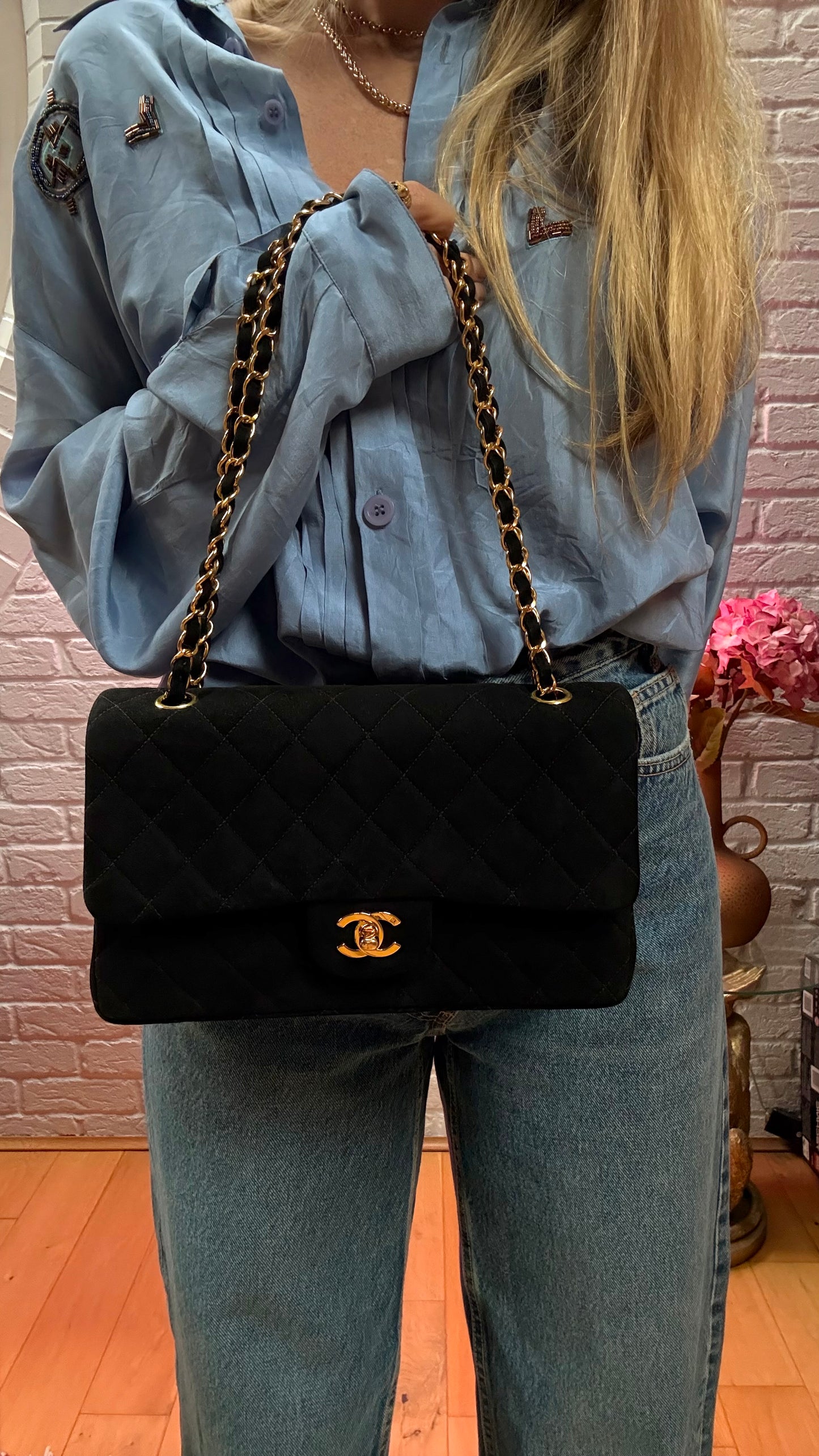 Chanel 2006 Ultra Rare Classic Double Flap Medium in Black Suede