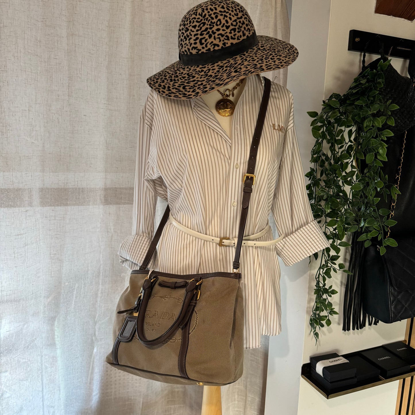 Prada Vintage Canvas Two Way Tote