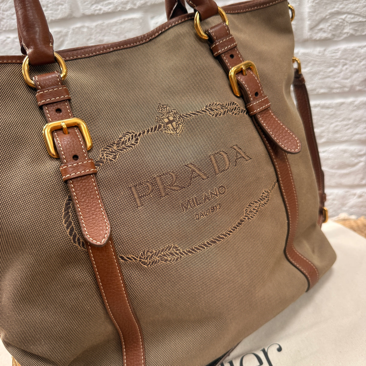 Prada 1990s Canapa Two Way Tote