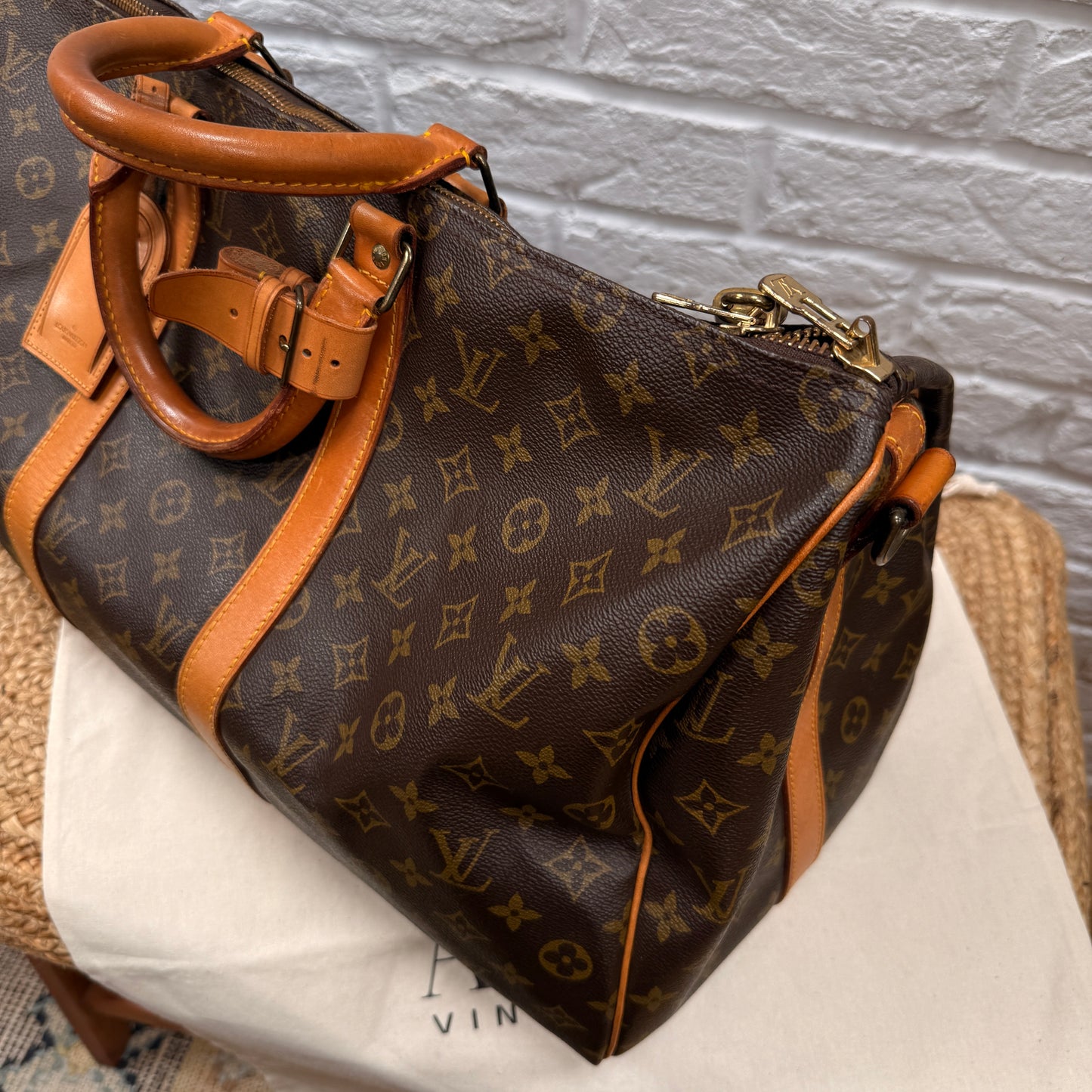 Louis Vuitton 1990 Keepall Bandoulier 50 with luggage tag, padlock, keys & handle strap