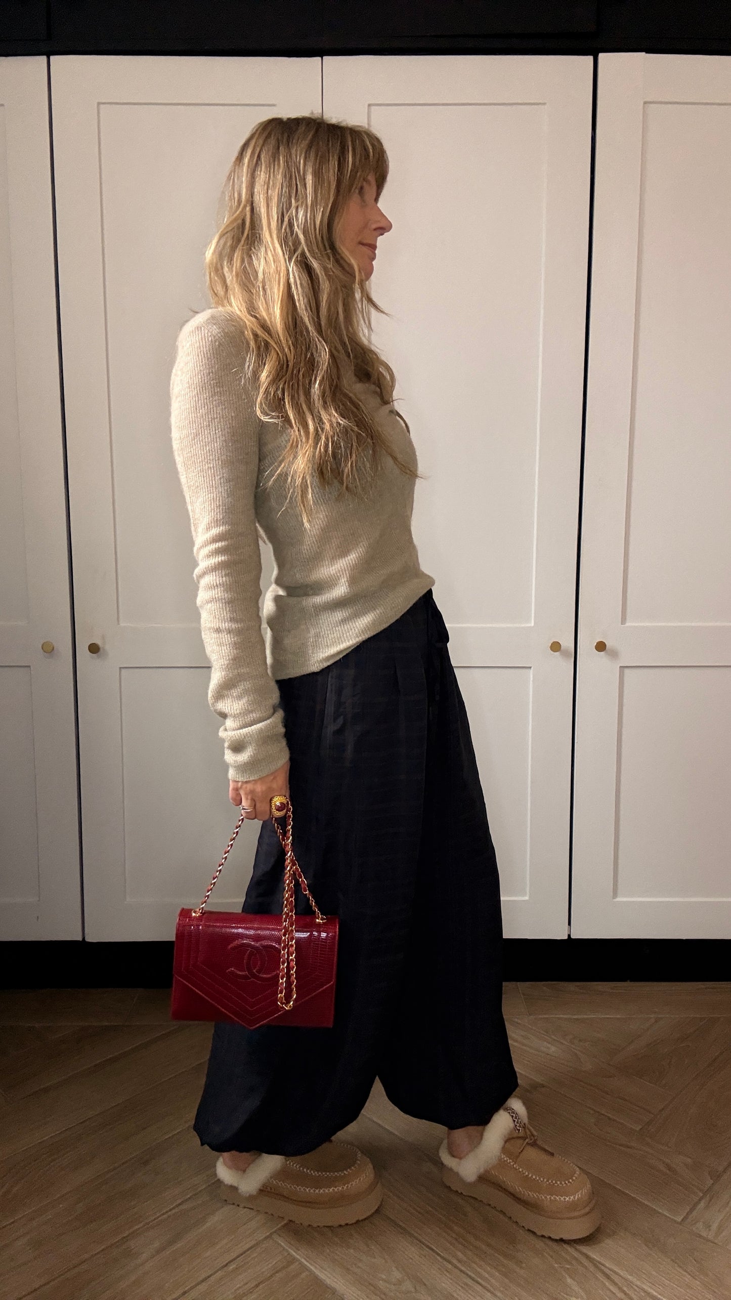 Chanel 1986 Rare Red Exotic Leather Envelope Flap