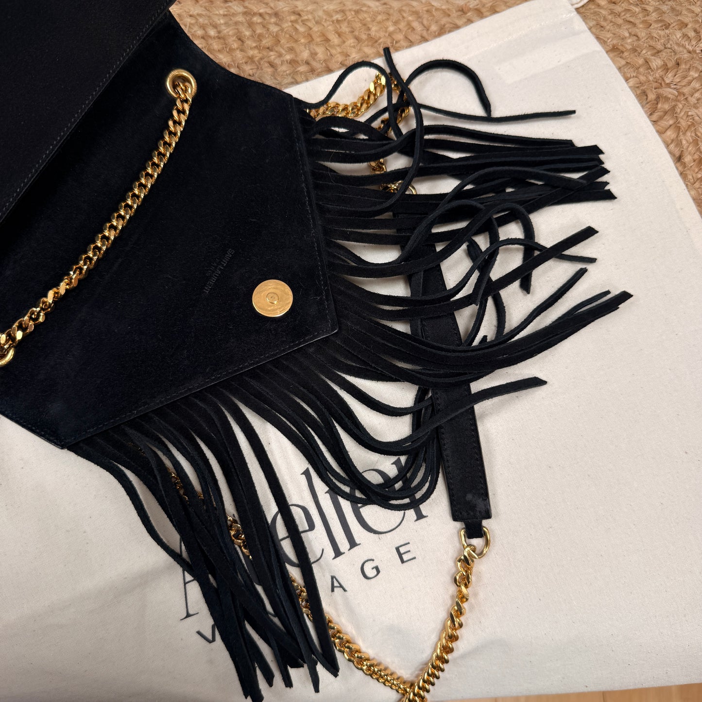 Saint Laurent Rare 2015 Envelope Suede Fringe