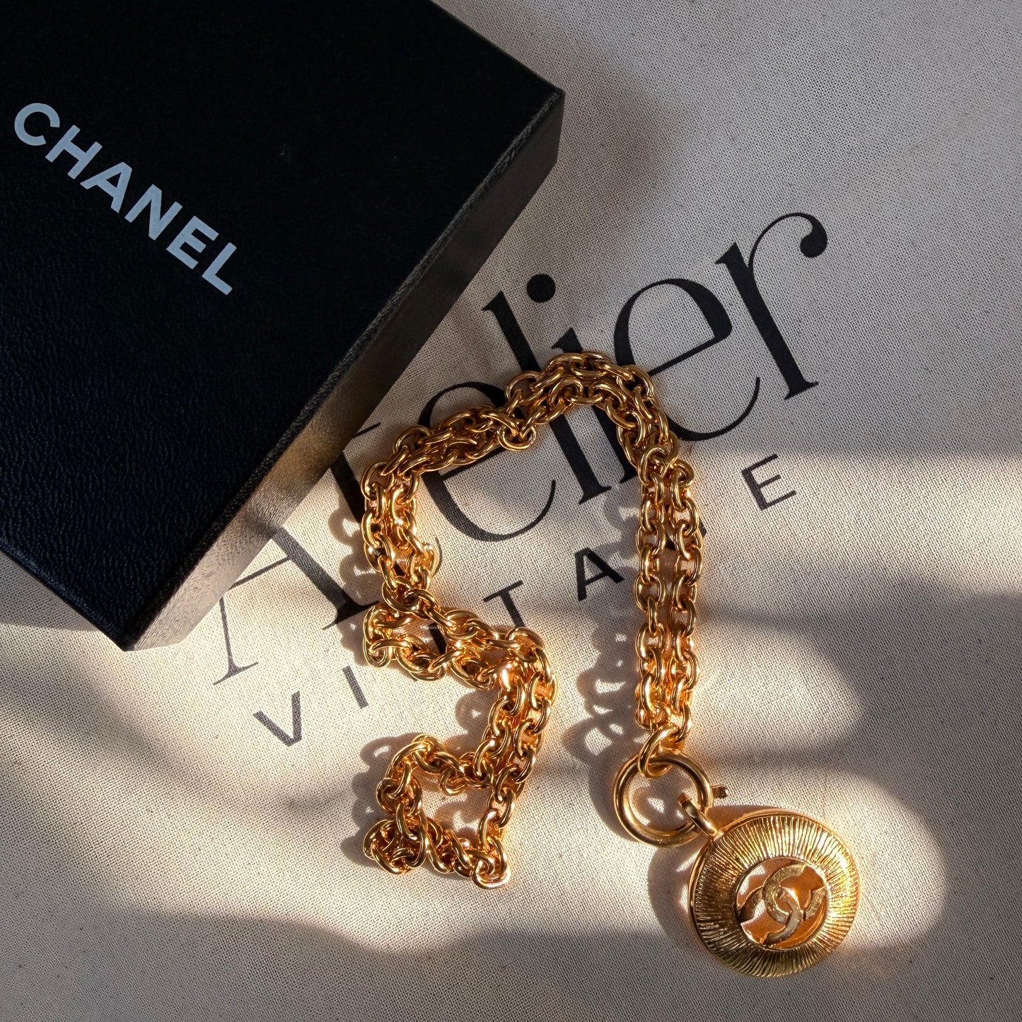 Chanel 1980s Vintage CC Pendant & Chain