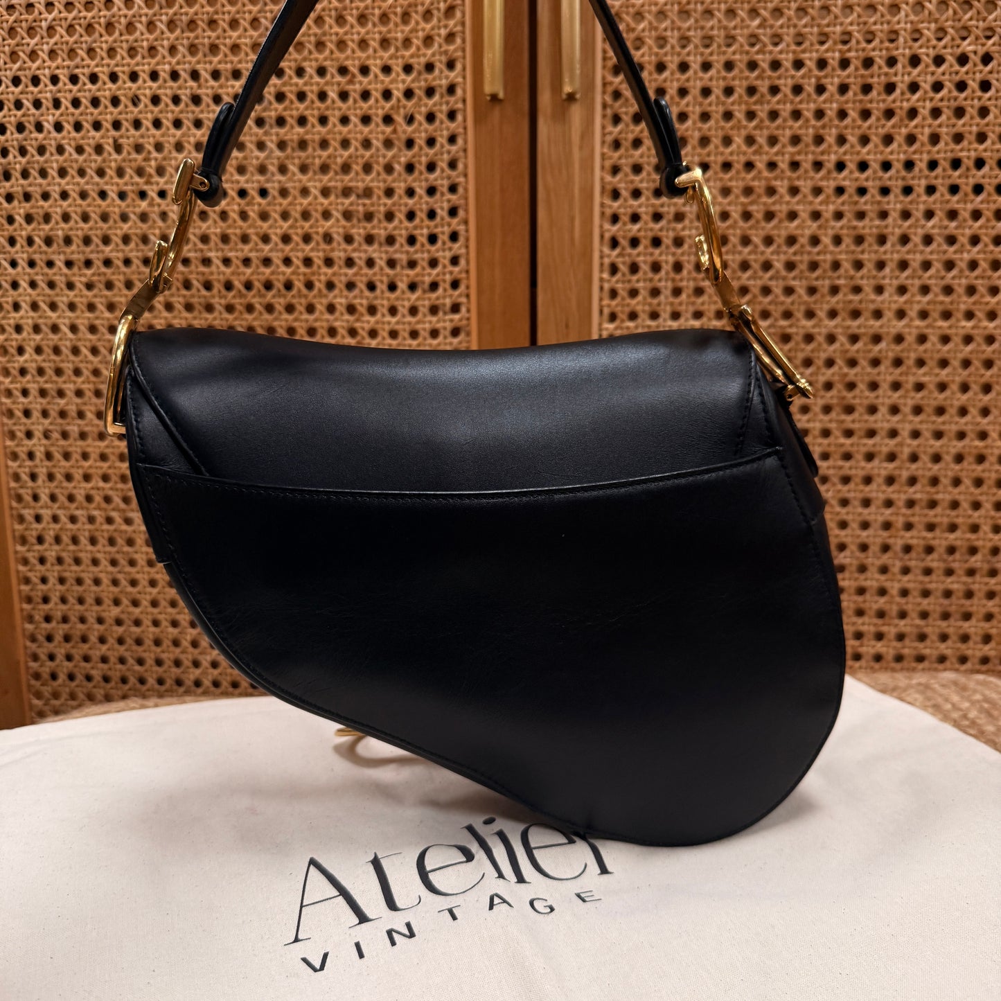 Dior 2018 Saddle Bag in Black Leather