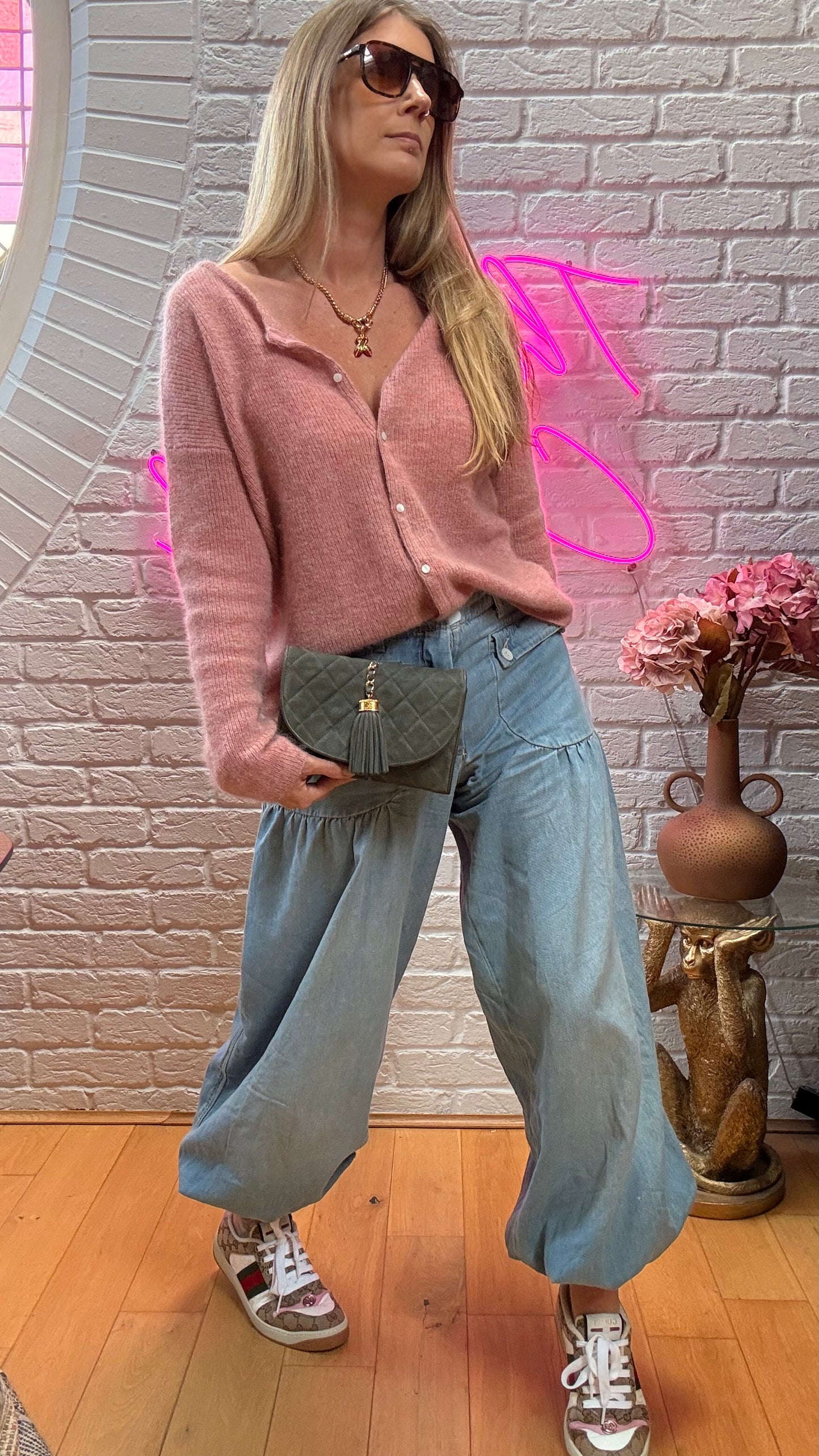 Chanel 1986 Grey Suede Tassel Clutch