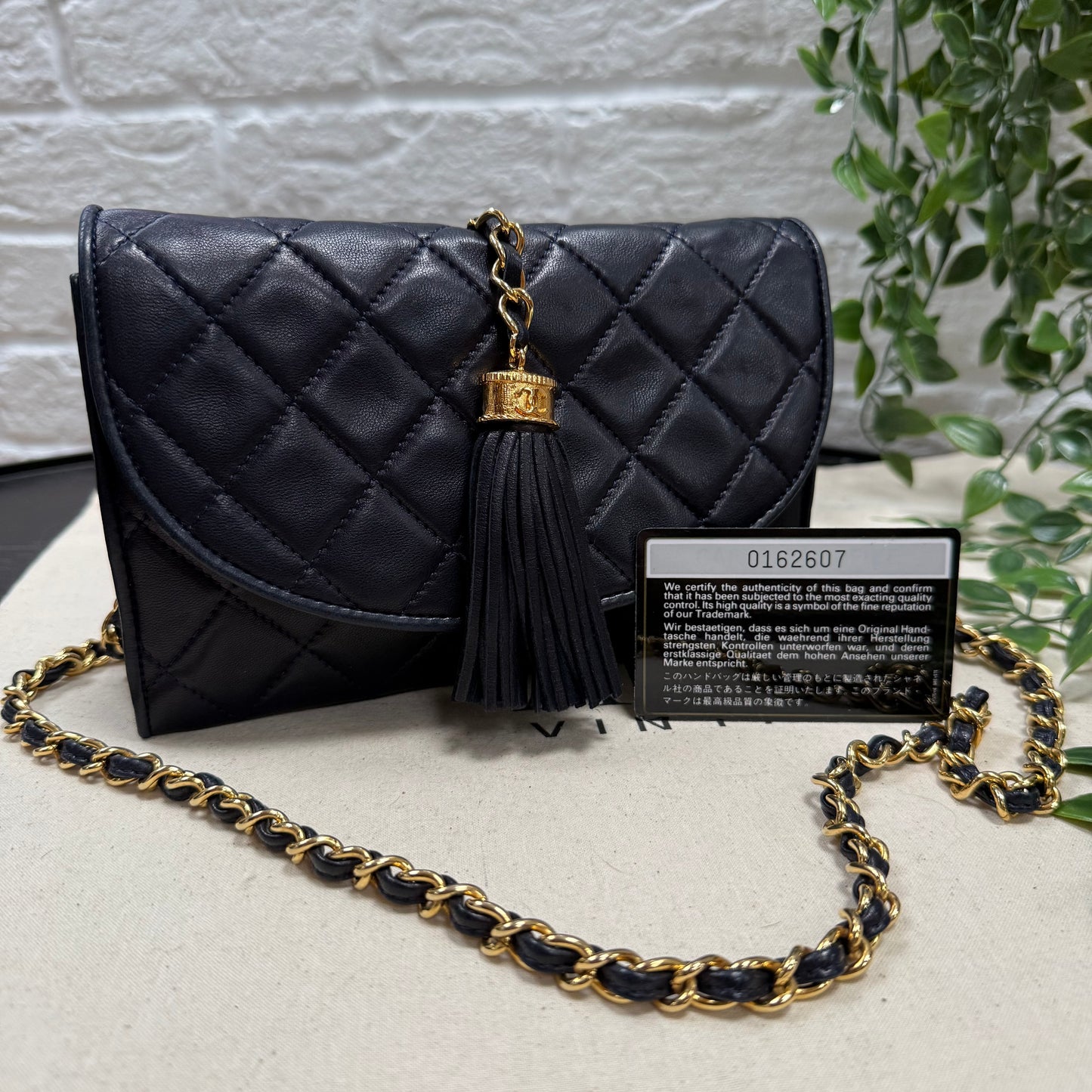 Chanel 1986 Navy Quilted Half Moon Flap