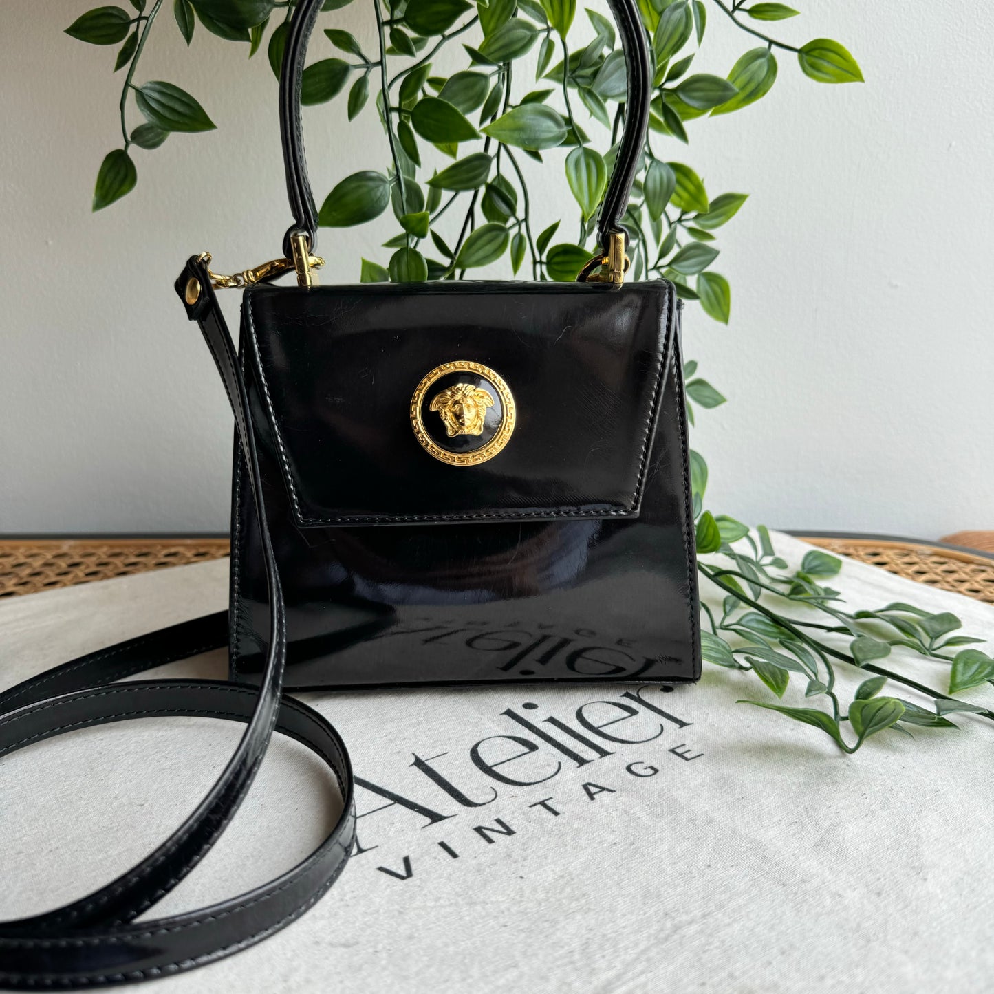 Versace Vintage Medusa Top Handle Two Way Bag
