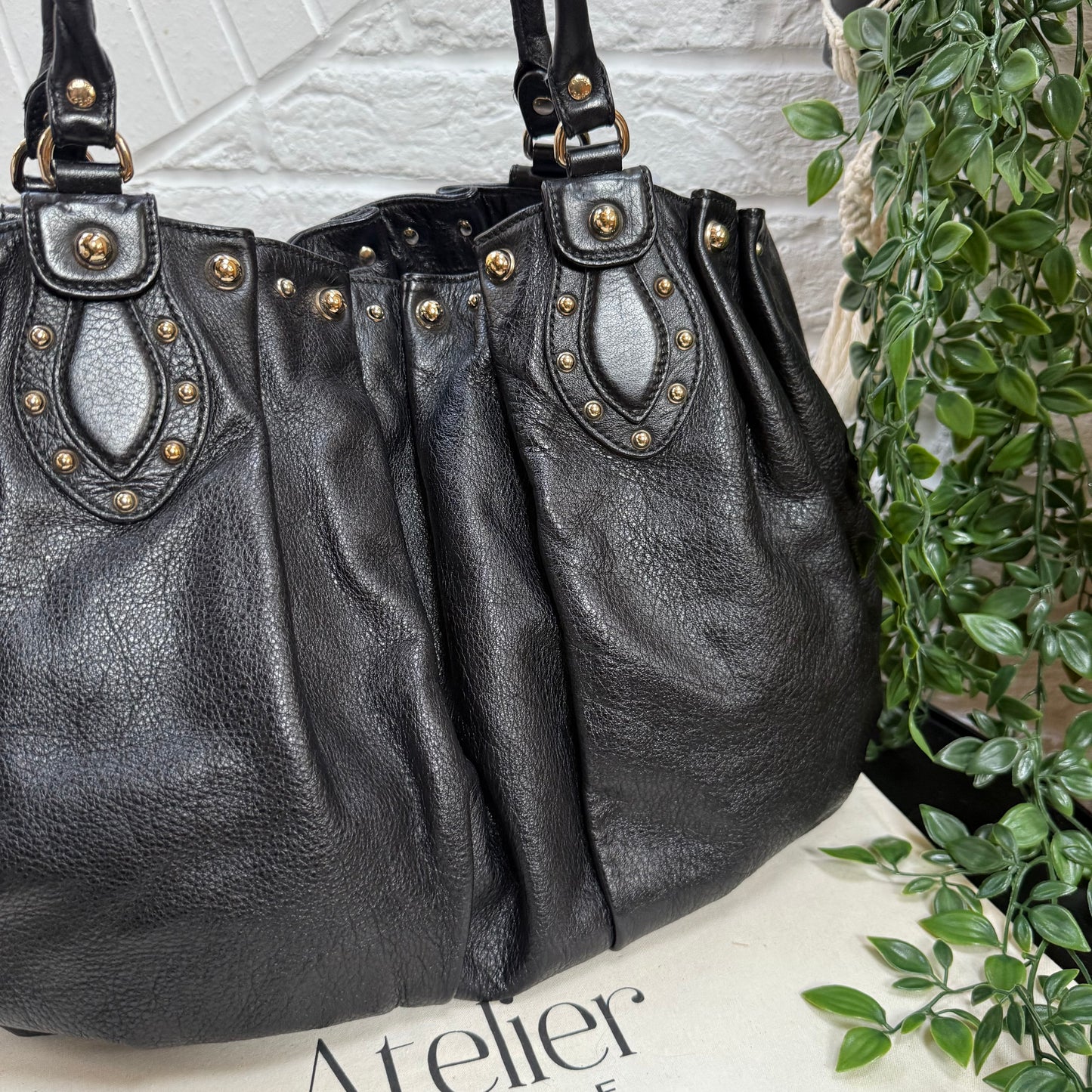Gucci 1990s Oversized tote with Gold Studs