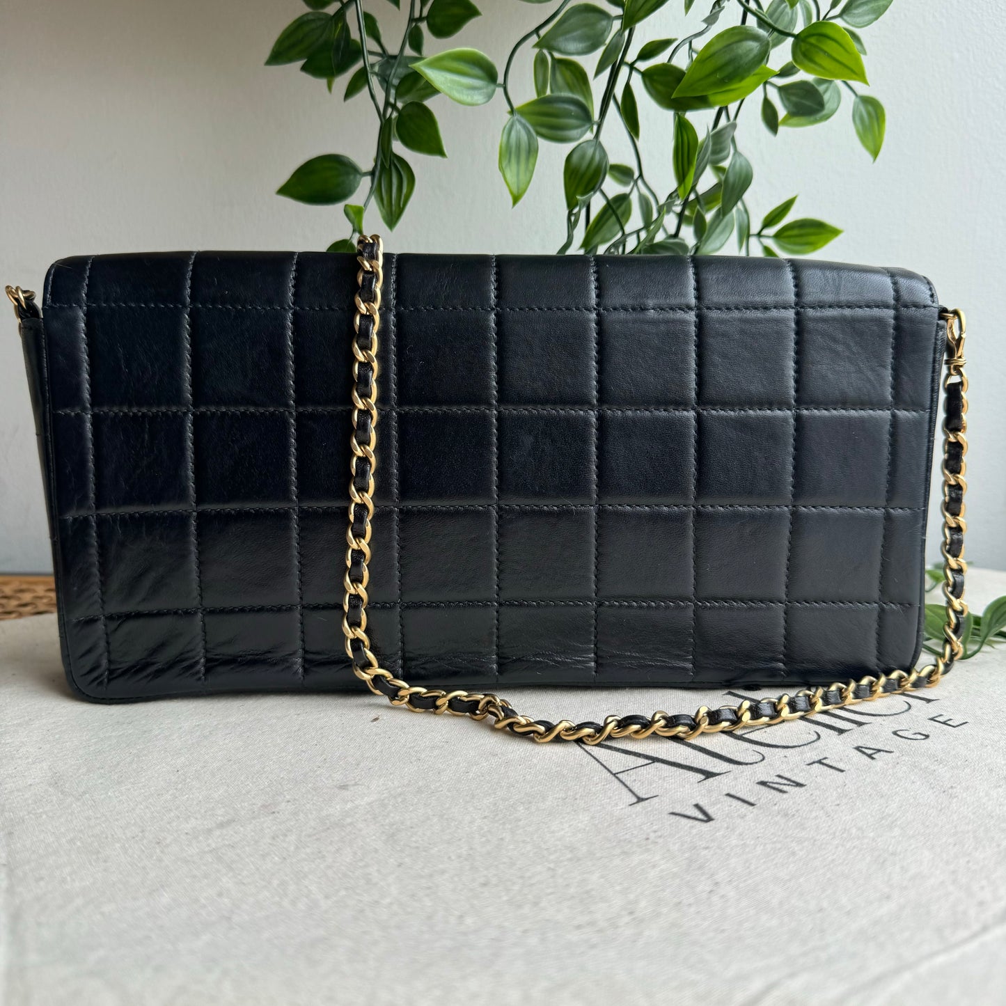 Chanel 2000 East West Chocolate Bar Single Flap