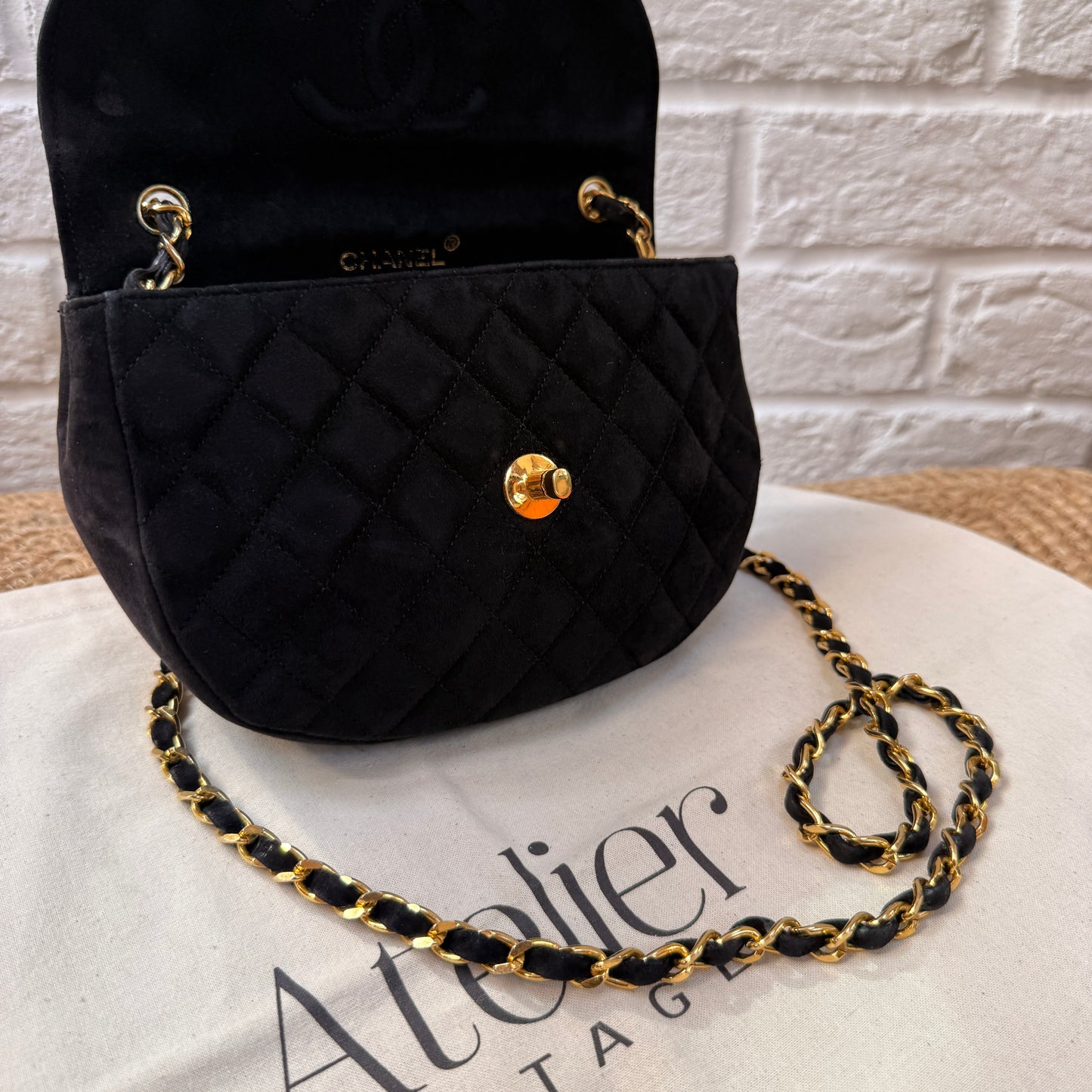 Chanel Rare 1986 Suede Half Moon Single Flap