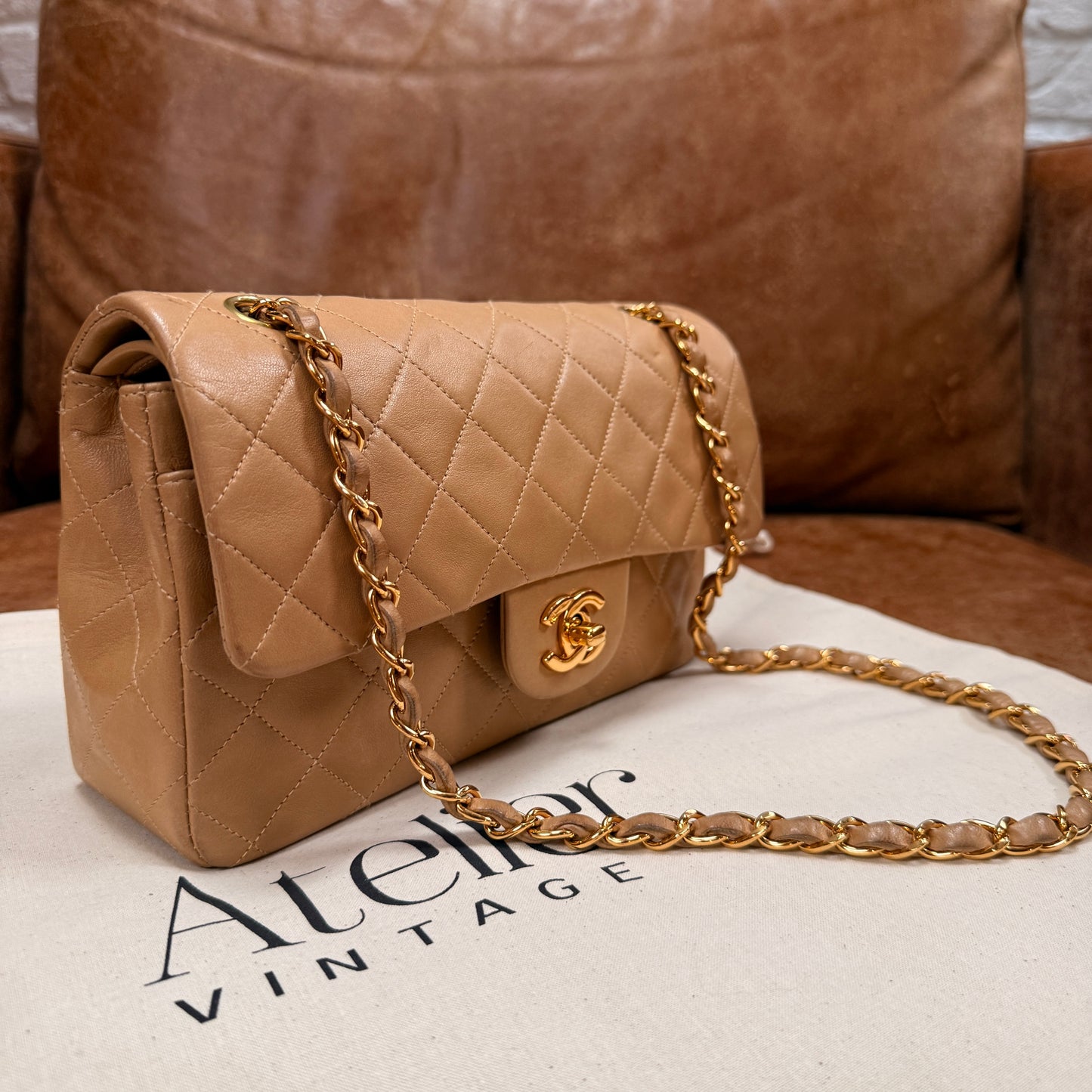 Chanel 1997 Rare Dark Beige Classic Double Flap Small