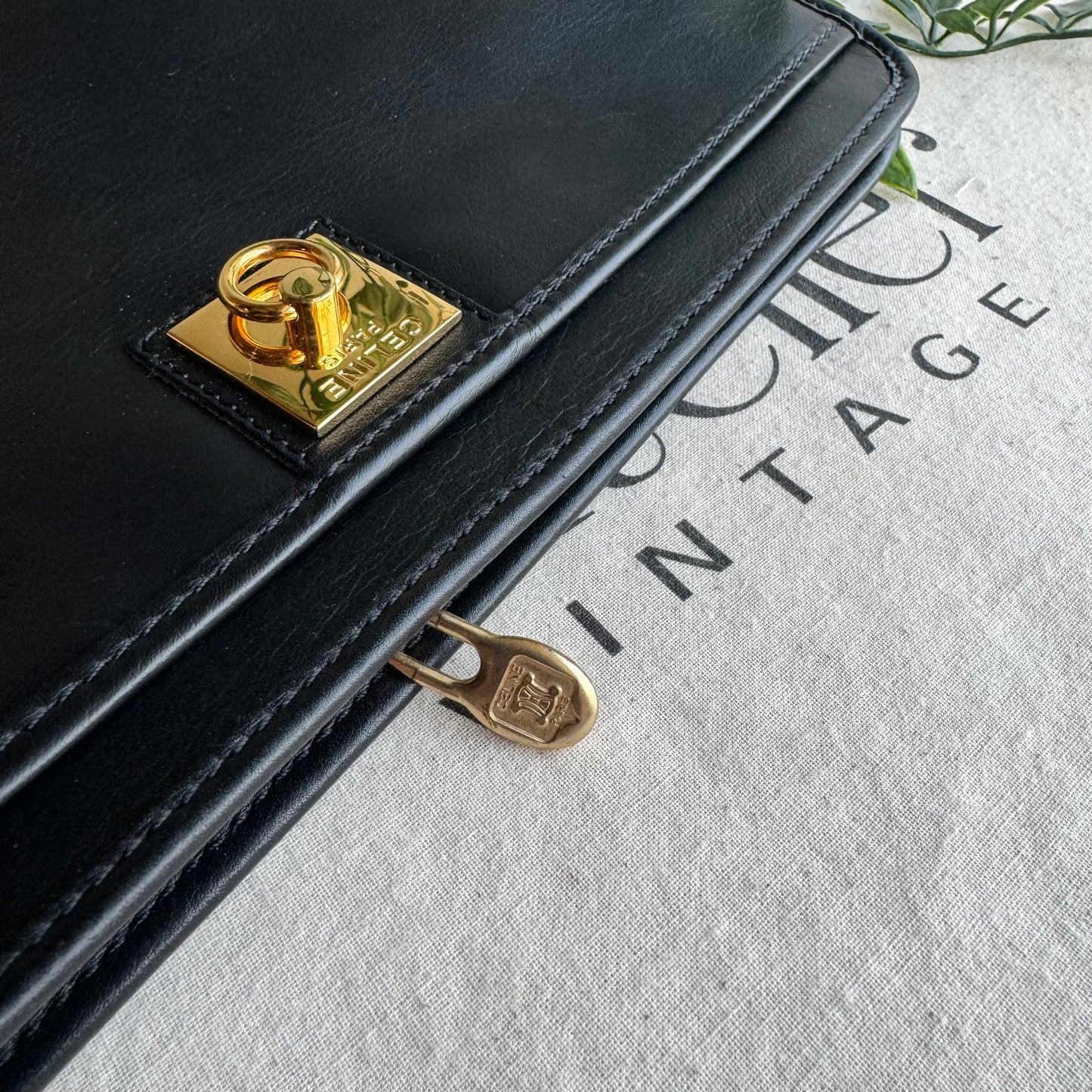 Celine Black Leather Clutch
