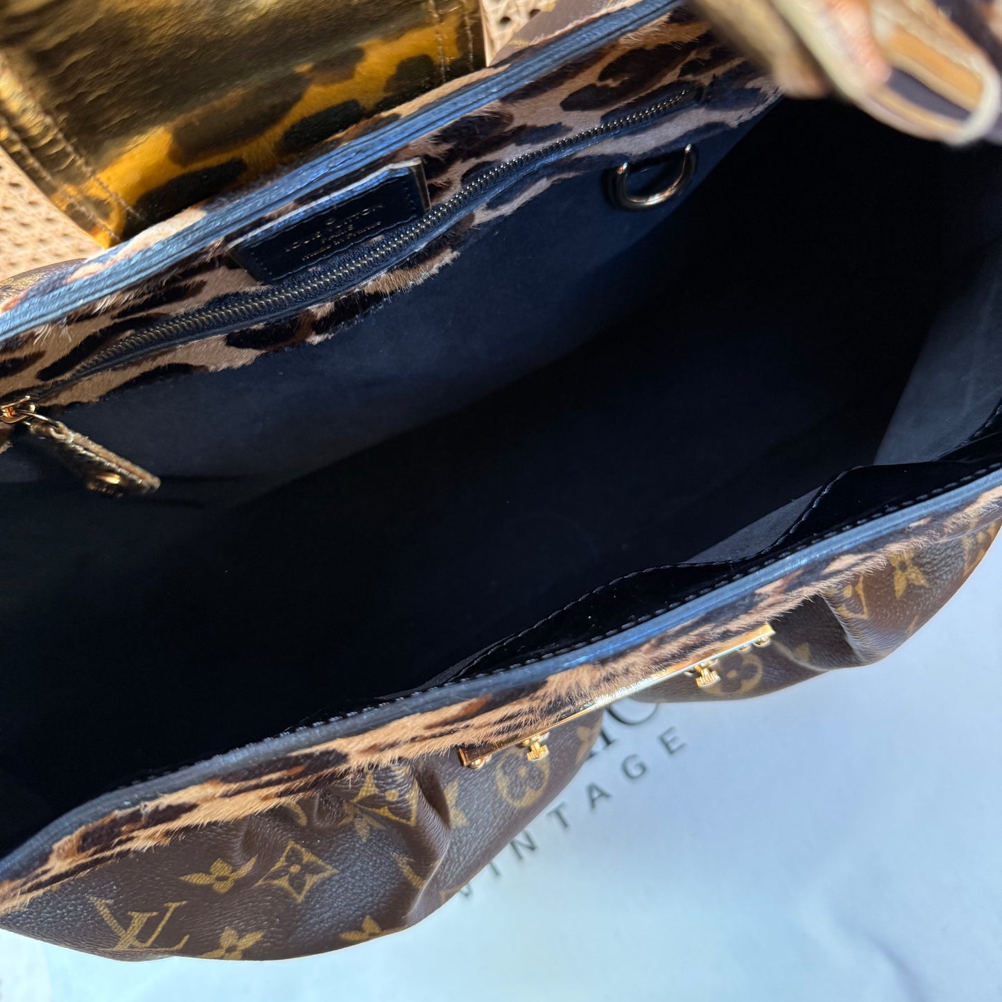 Louis Vuitton 2006 Super rare & immaculate Stephen Sprouse Polly on monogram & Leopard pony hair