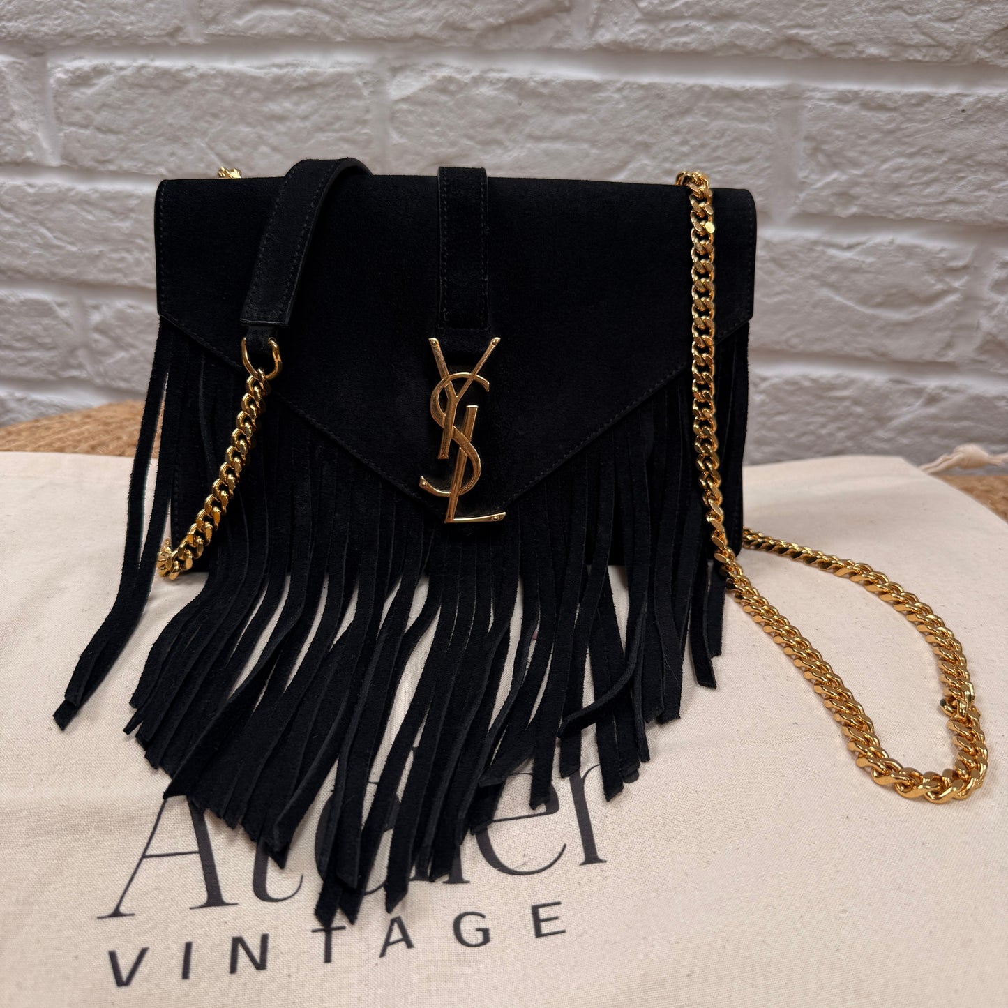 Saint Laurent Rare 2015 Envelope Suede Fringe