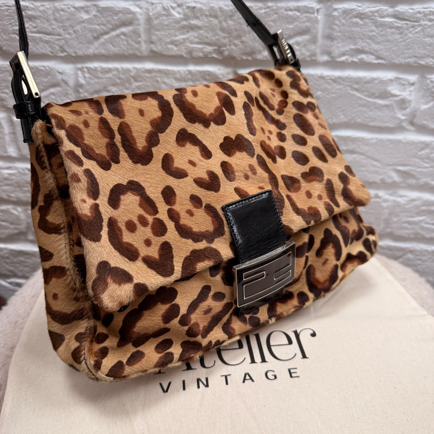 Fendi 1990s Original Fendi Mamma Baguette In Leopard Print Pony Hair